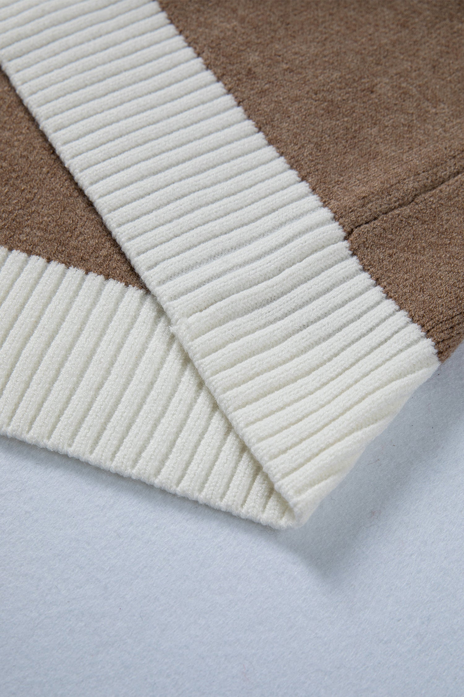 Houndstooth Cardigan Colour Block V-Neck Raw Edge Button Front