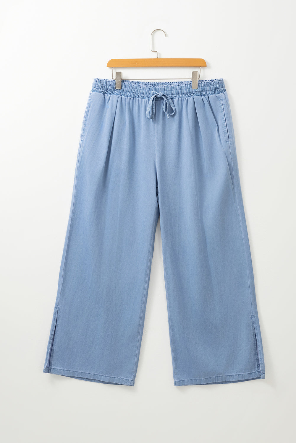 Beau Blue Casual Wide Slit Leg High Waist Loose Plus Size Jeans BB Fashion Outlet