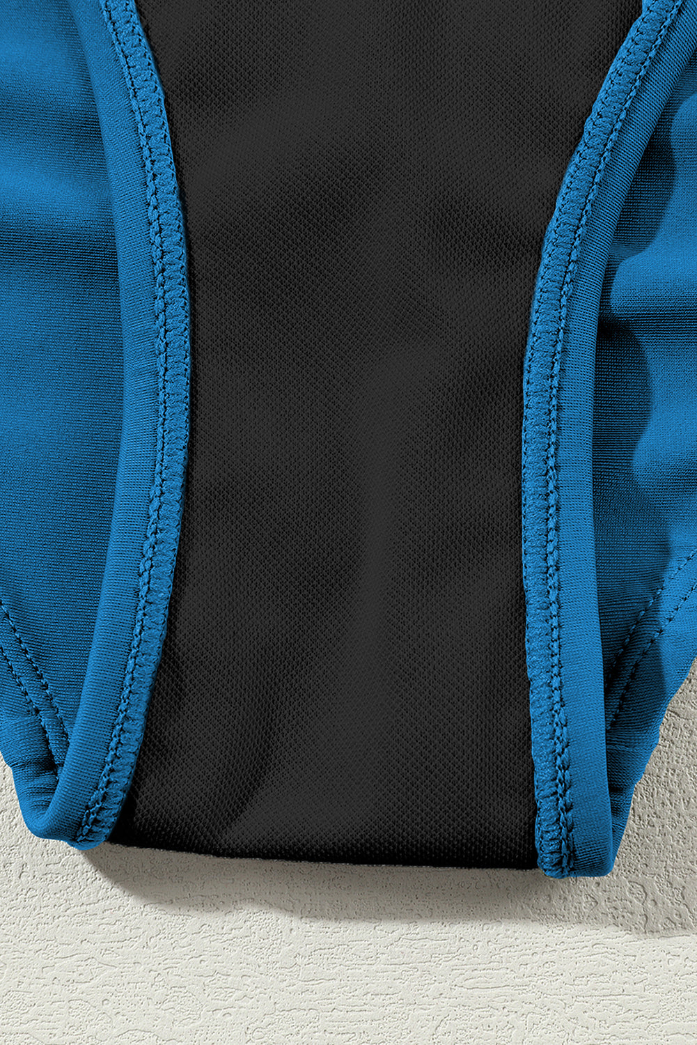 Blue Contrast Trim U Neck One Piece Swimwear eAura