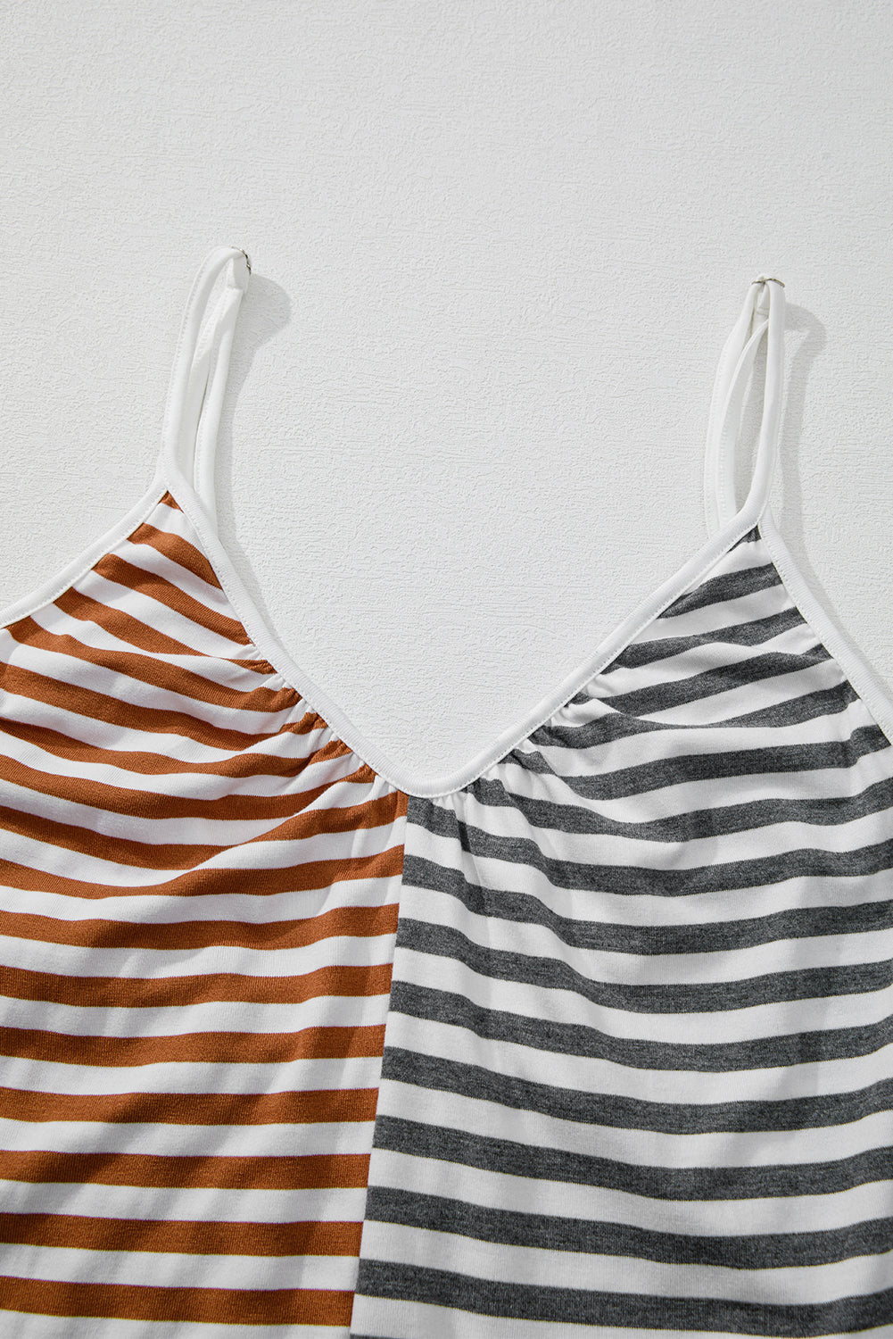 Yellow Stripe Two Tone Contrast Spaghetti Strap Backless Overall - eAura