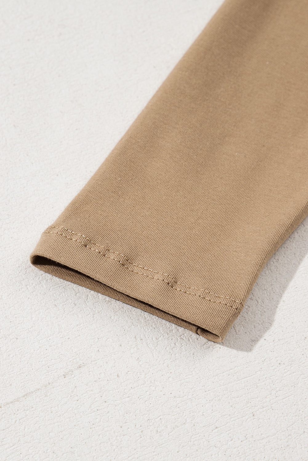 Pale Khaki Long Sleeve Buttons V Neck Slim Fit Top eAura