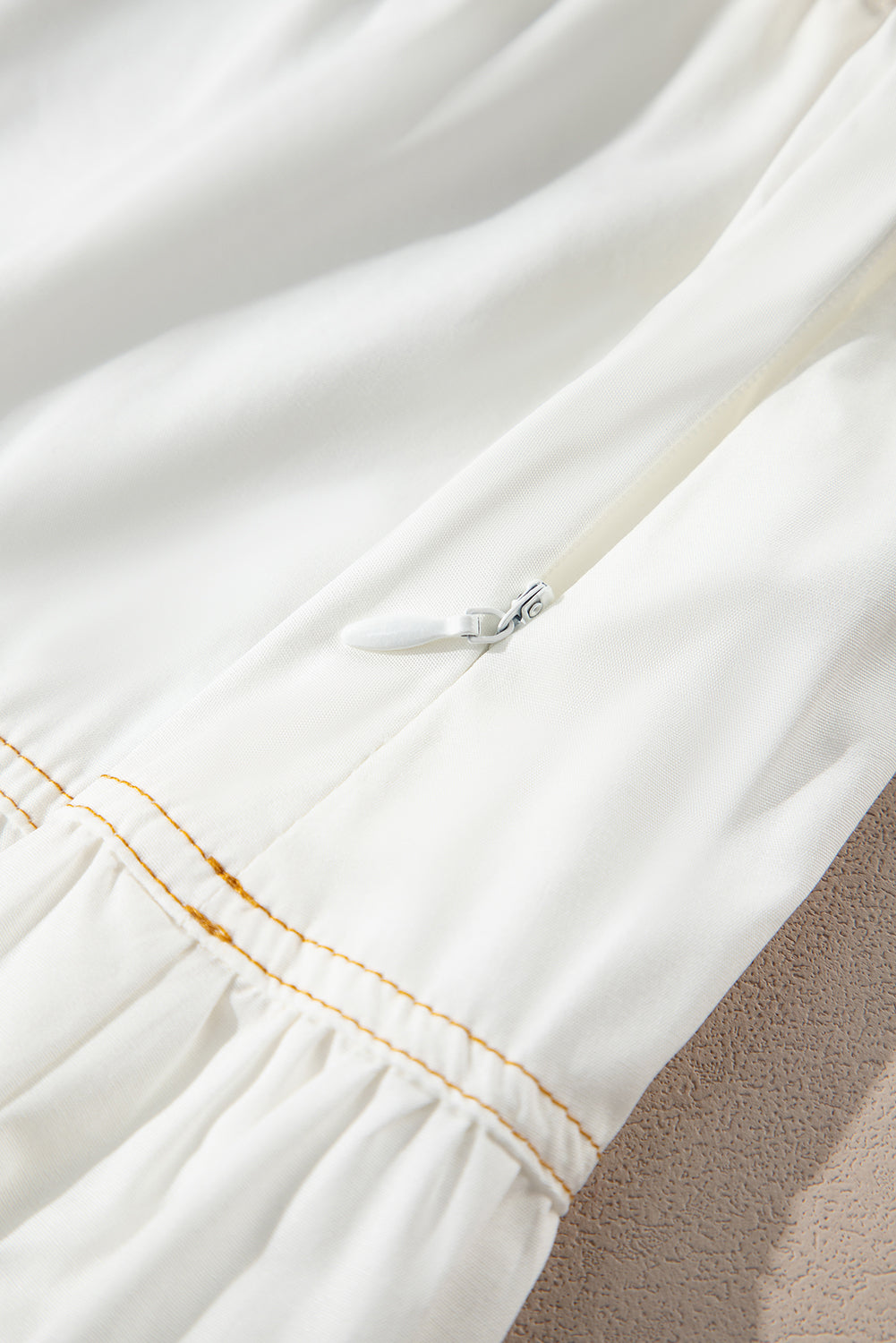 White Contrast Stitching Trim Knotted High Waist A-Line Mini Skirt eAura