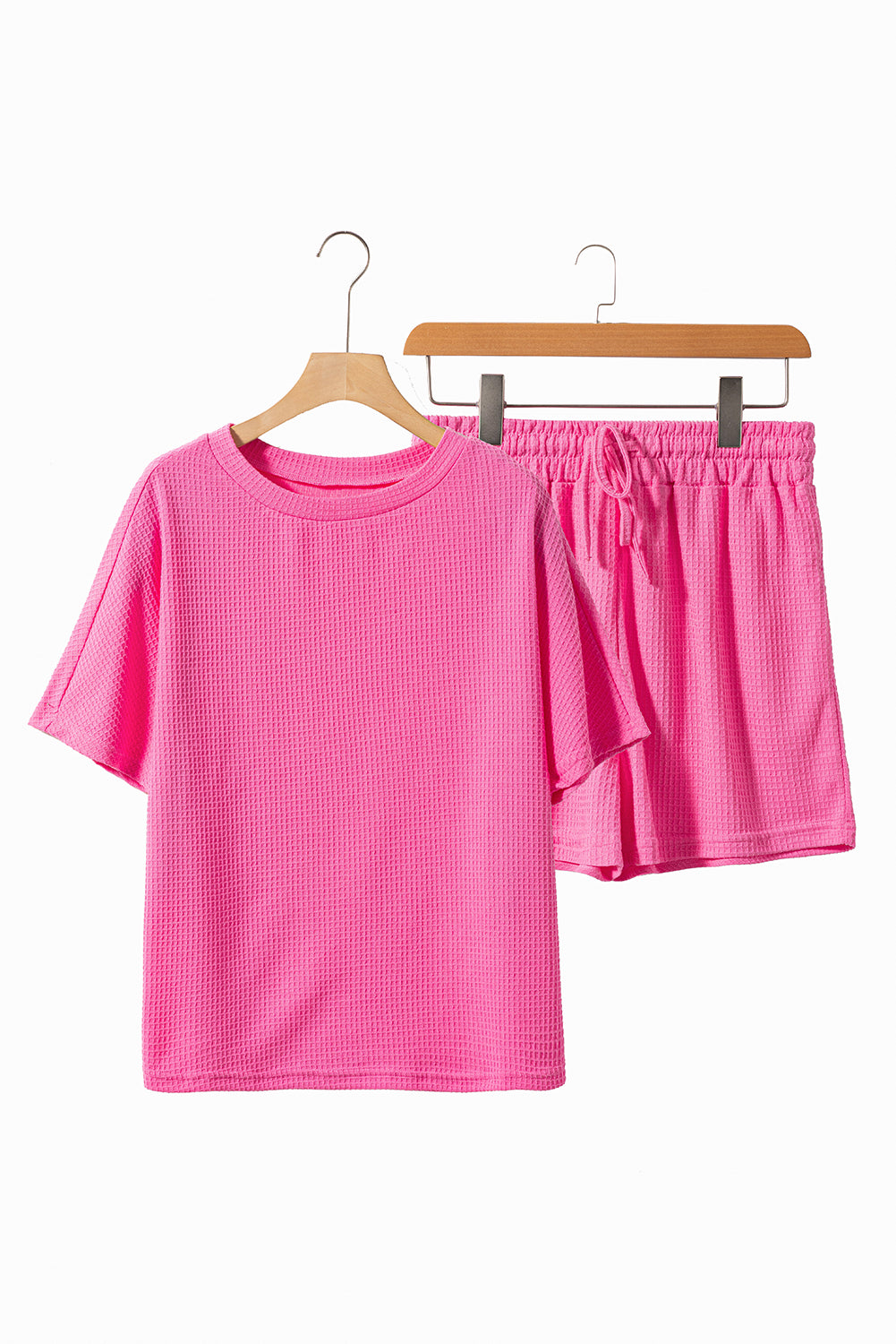 Casual Textured Tee and Drawstring Shorts Set Co-ord eAura