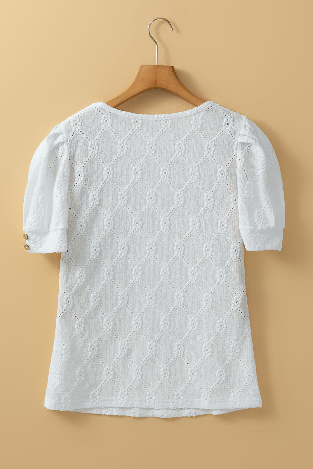 Floral Geometric Textured Button Short Sleeve Top