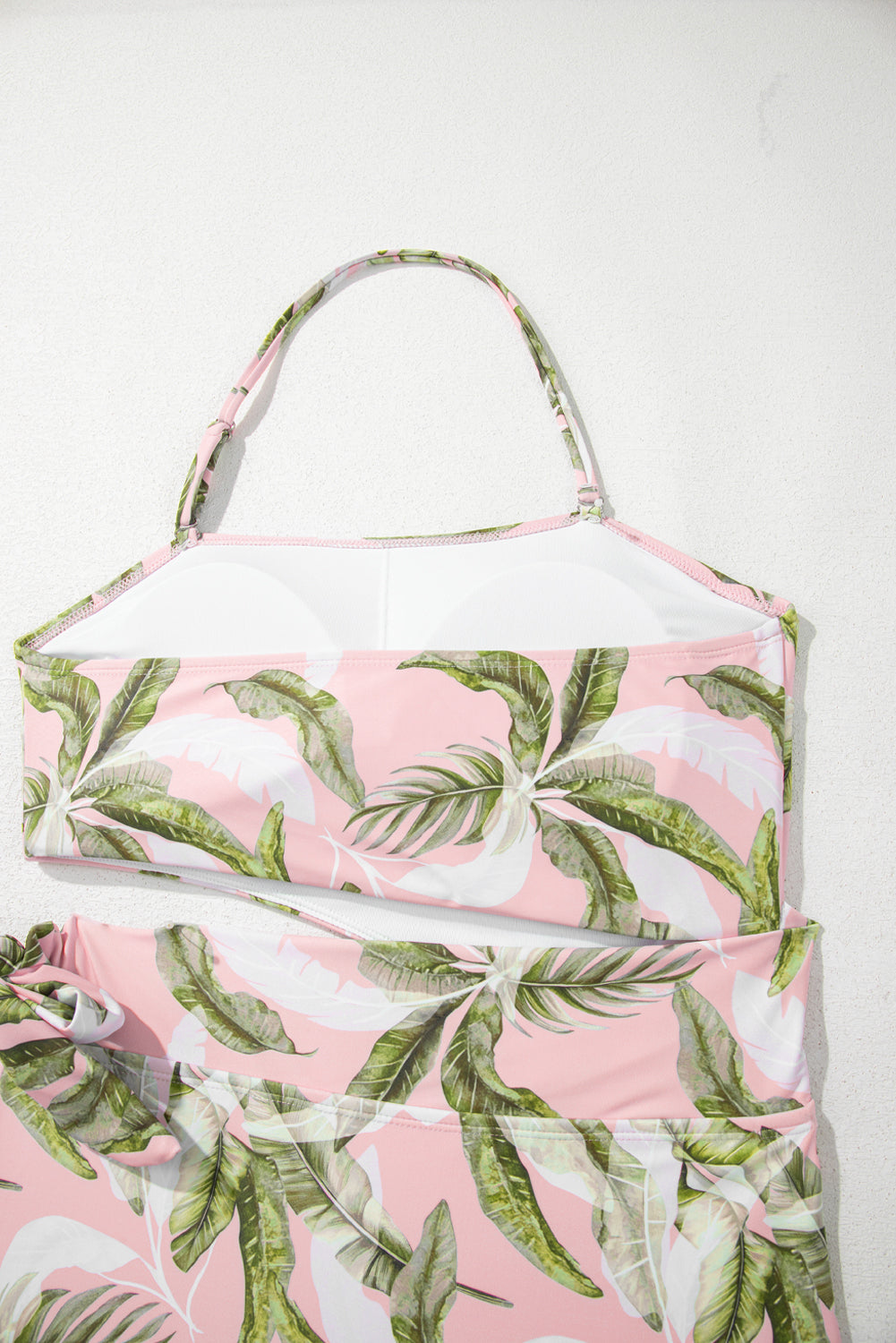 Pink Tropical Asymmetric Cut out Halter Backless One Piece Swimwear eAura