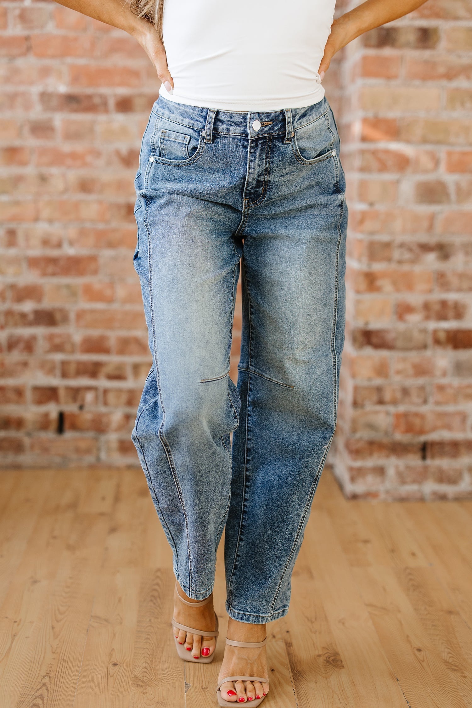 Washed Seam Detail Shift Jeans - Bottoms/Jeans