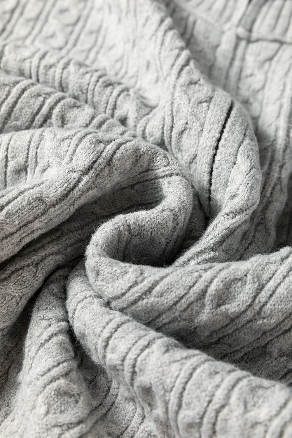 Cable Knit Quarter Zip Ribbed Trim Loose Sweater Dress - eAura