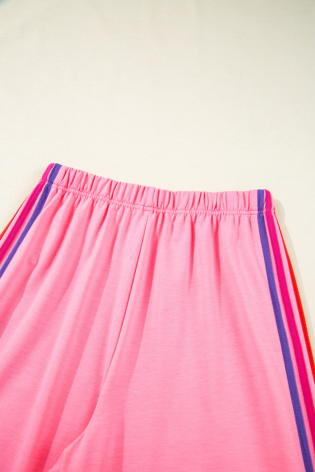 Contrast Crewneck T Shirt and Wide Leg High Waist Trousers Co-ord eAura