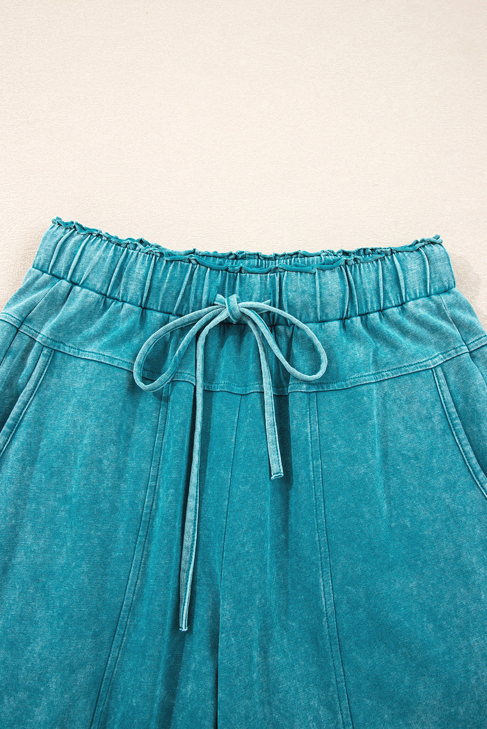 Mineral Wash High Waist Raw Hem Patched Trousers eAura