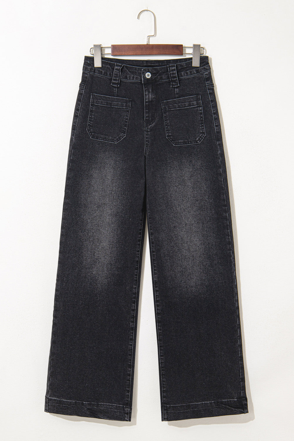 Black Wide Leg Pocketed High Waist Jeans eAura