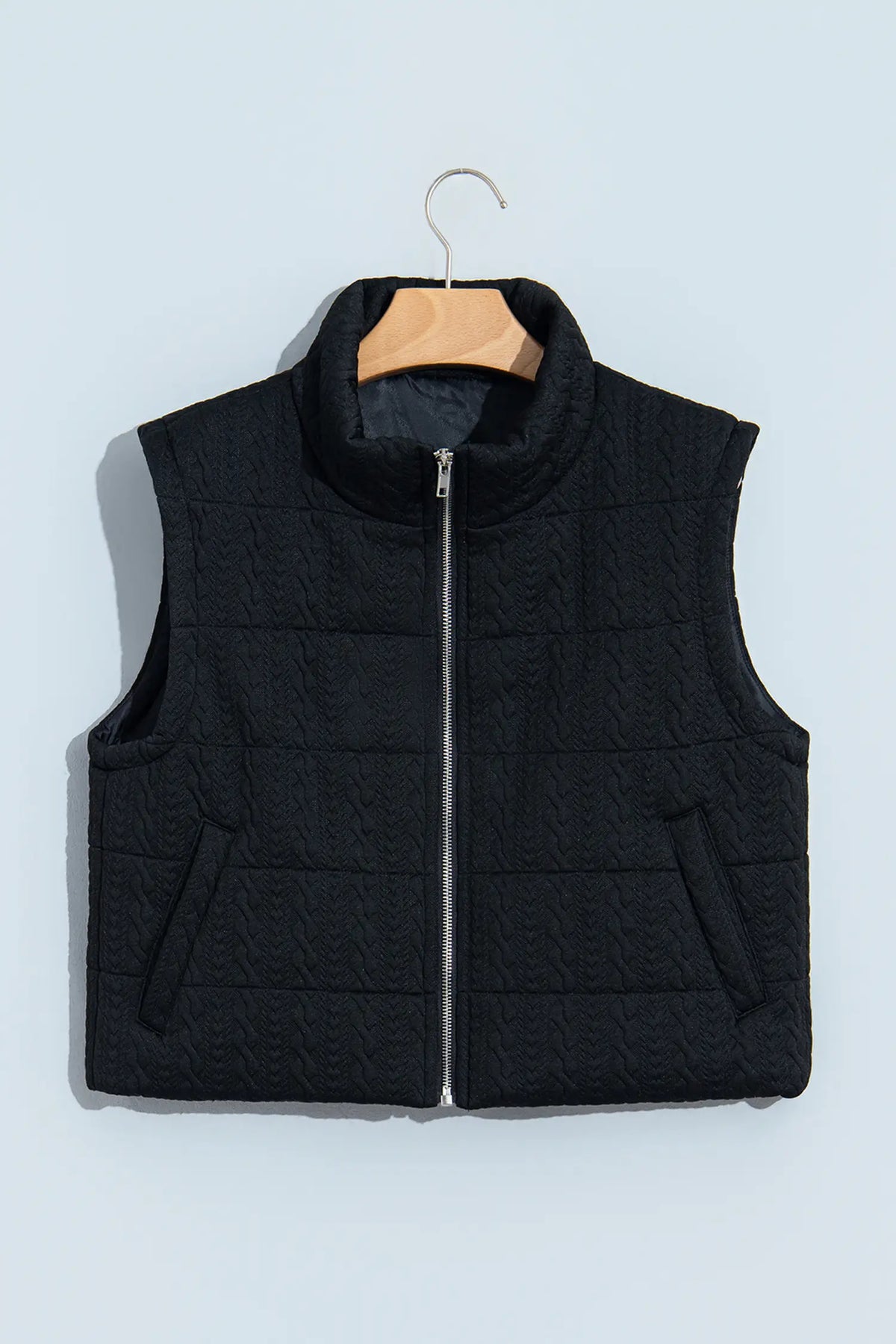 Quilted Stand-Neck Zipper Vest