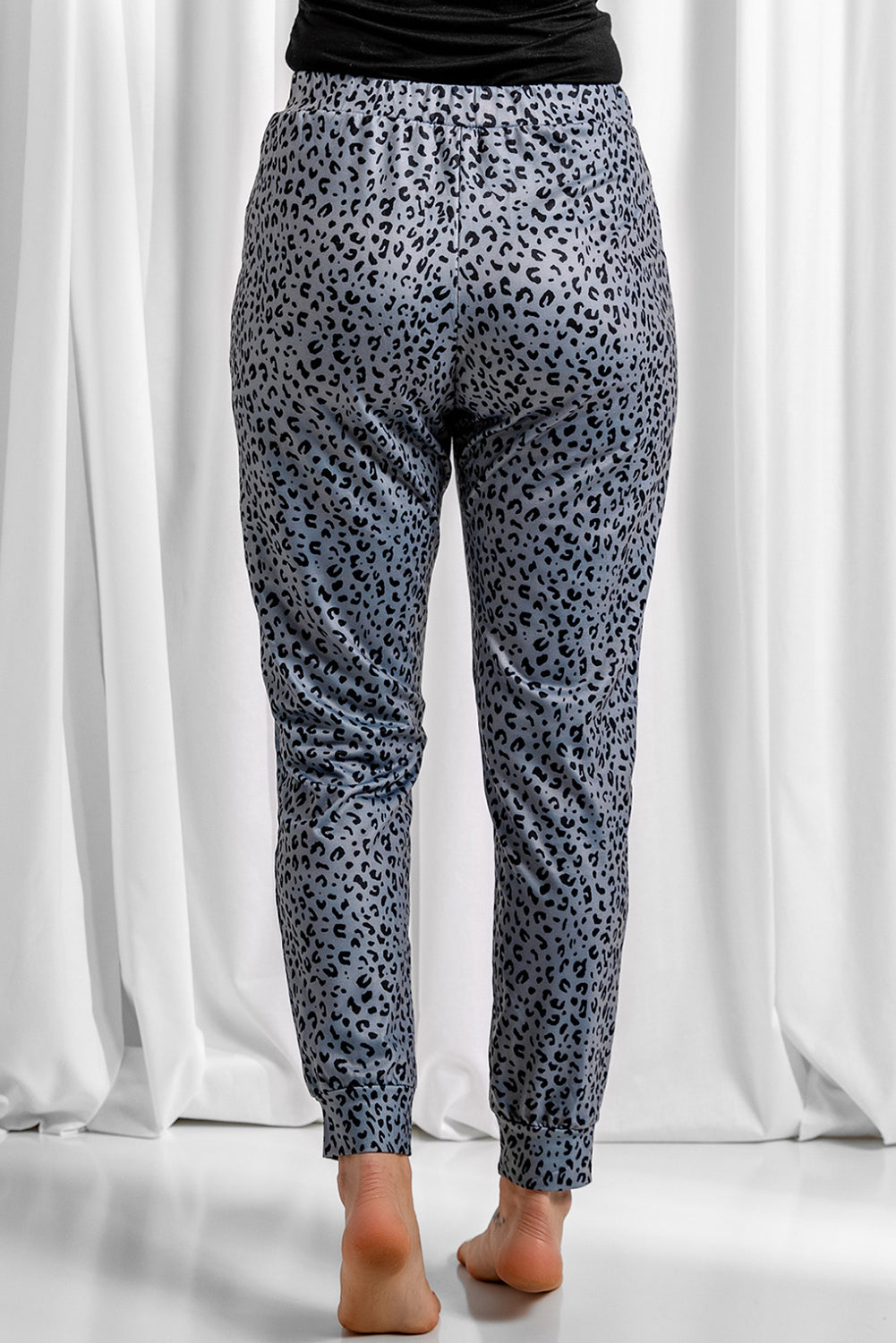 Leopard Print Elastic Waist Casual Joggers