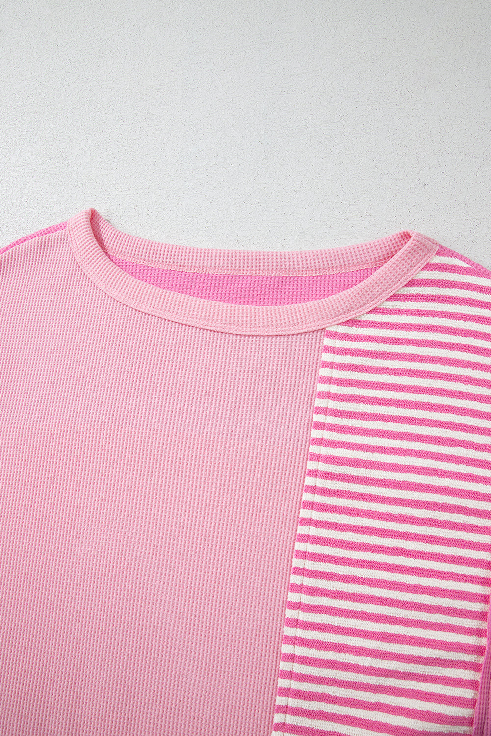 Pink Stripe Patchwork Colourblock Plus Size T Shirt BB Fashion Outlet