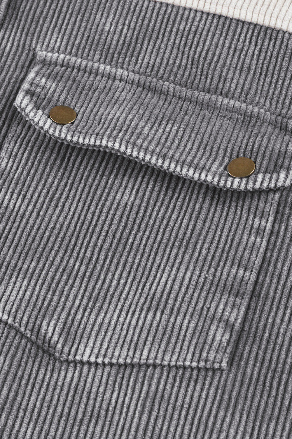 Gray Color Block Button Down Hooded Corduroy Jacket – Gray-2