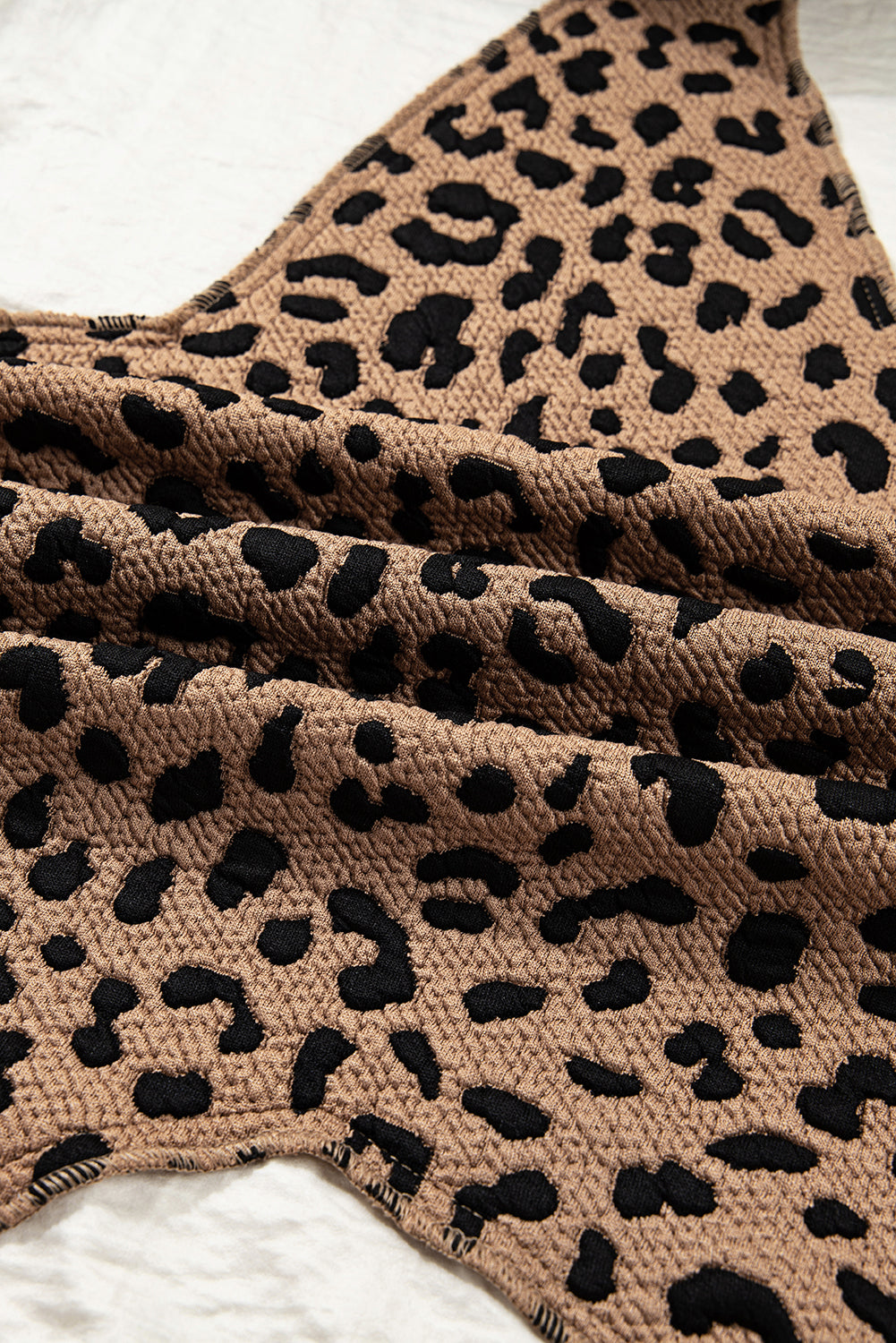 Brown Leopard Hooded Contrast Open Front Jacket eAura