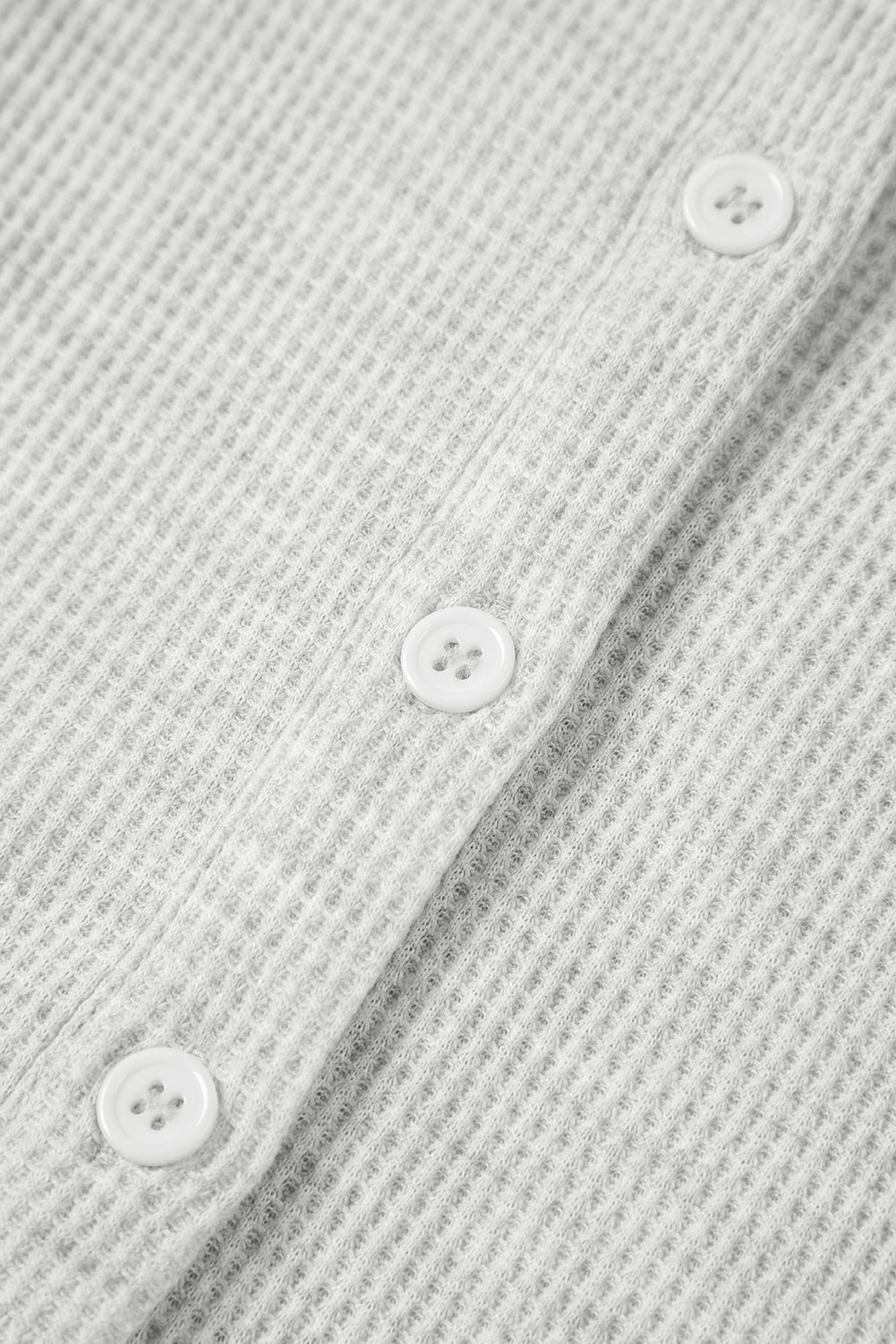Light Grey Waffle Knit Sleeveless Buttoned Front Drawstring Waist Romper eAura