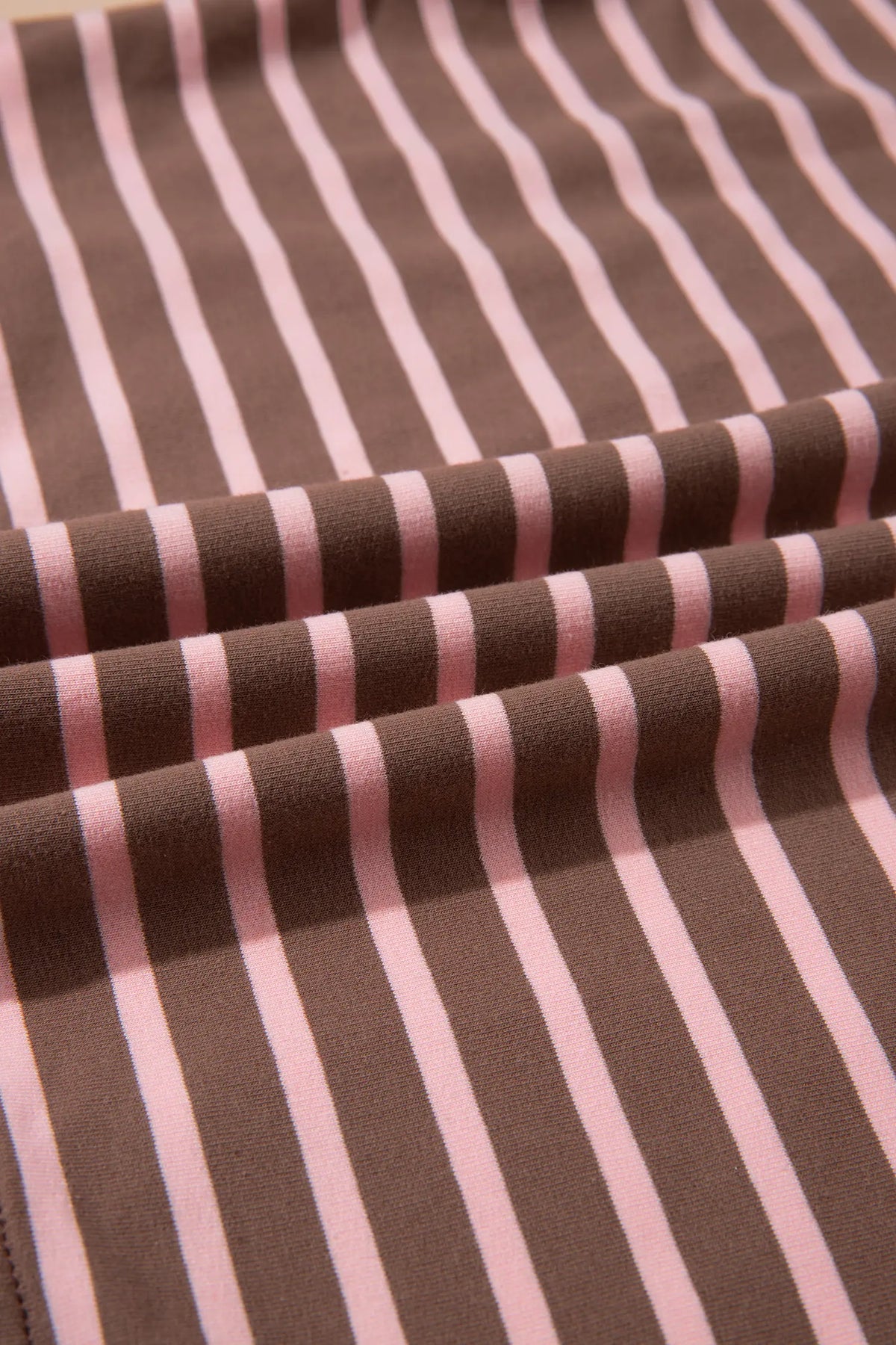 Striped Drawstring Waist Long Sleeve Top Mini Skort Set – Brown Stripe
