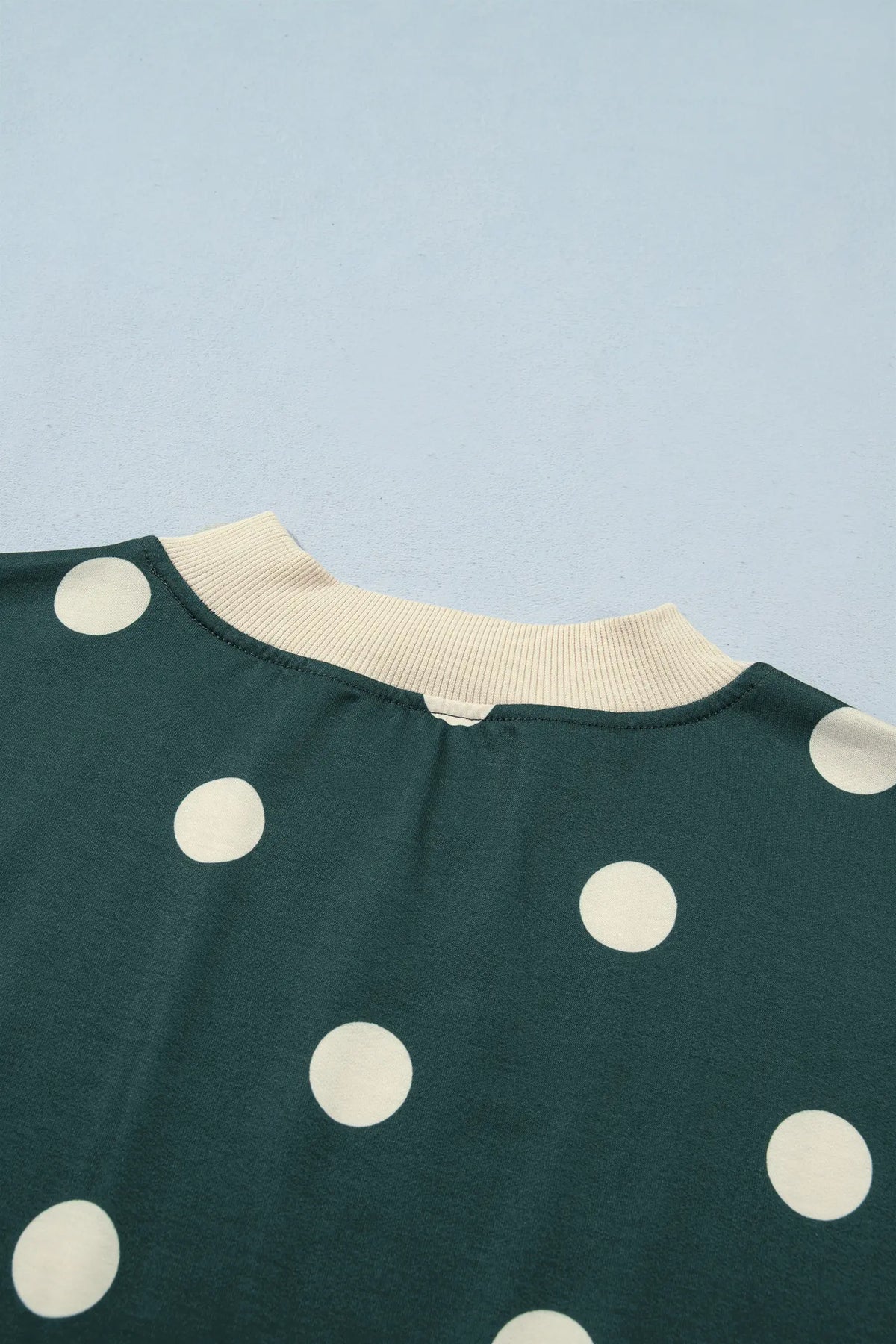 Polka Dot Print Colour Block Trim Baggy Pullover Drawstring Skirt 2pcs Set – Green