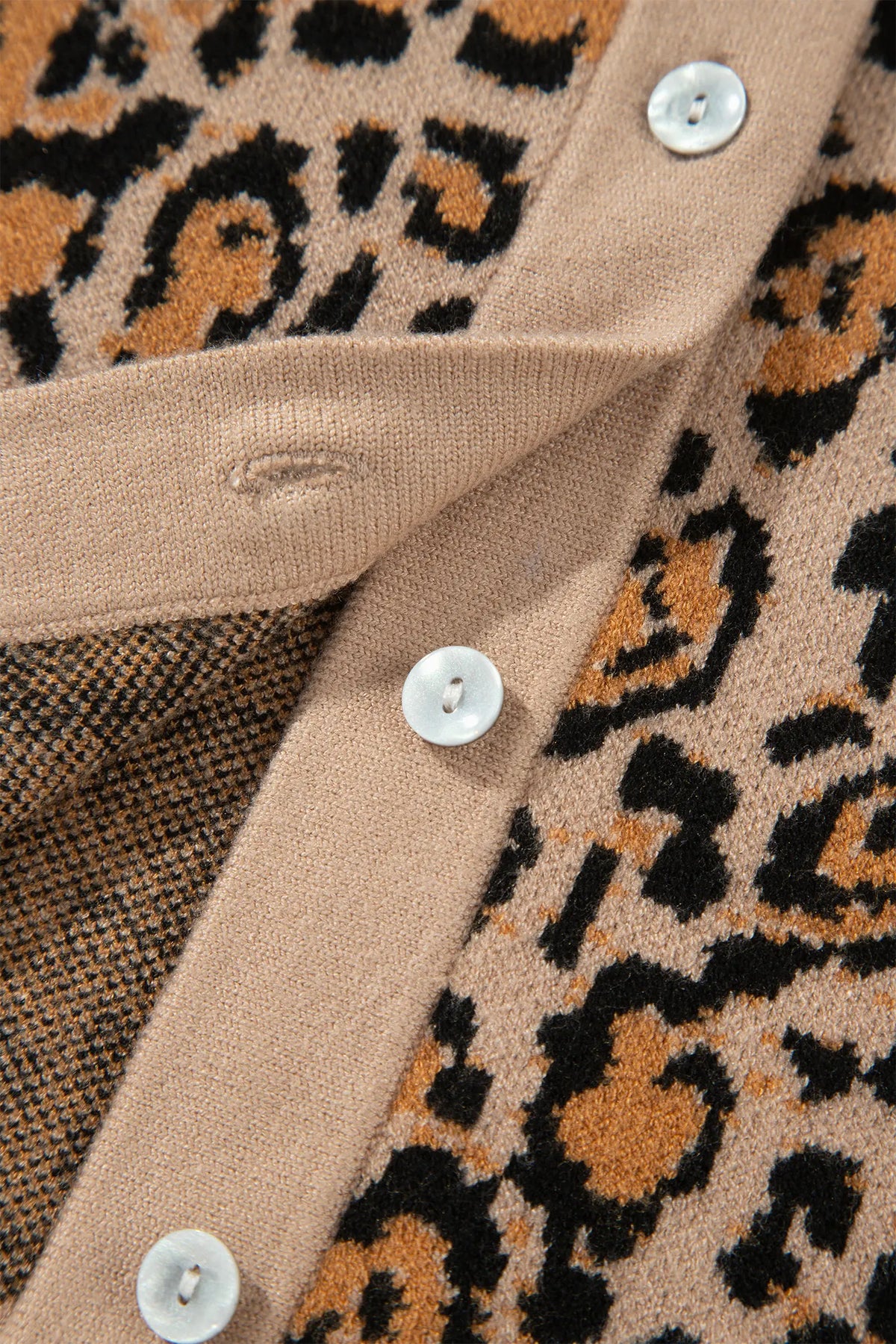 Leopard Print Button-Up Cardigan Long Sleeve Cardigans – Brown