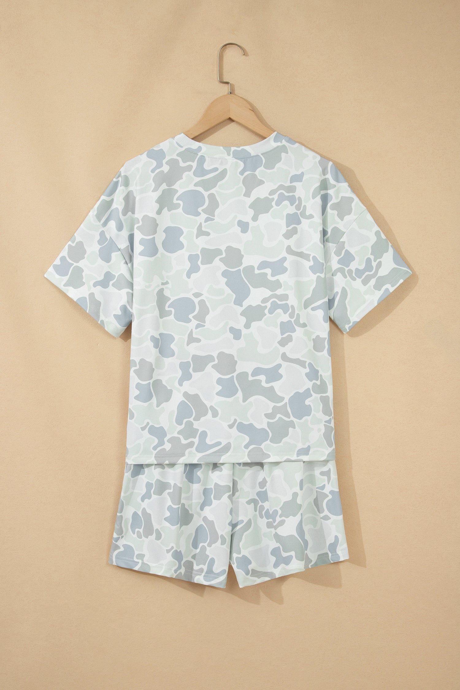 Camouflage Print Casual Tee Drawstring Short Set – Multicolour