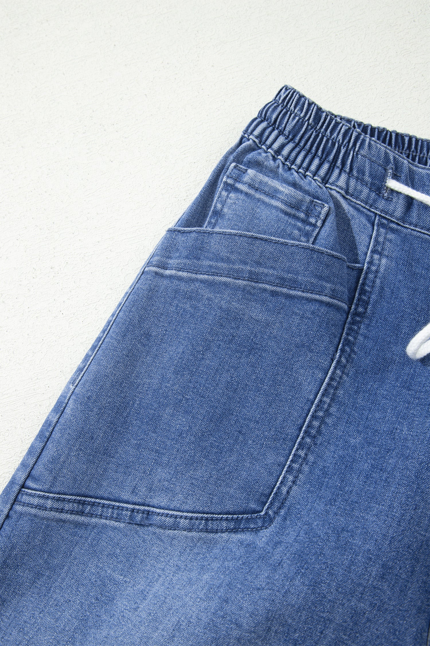 Drawstring Waist Ankle Length Casual Jeans Regular Fit Pocket Detail Denim Pants – Ashleigh Blue