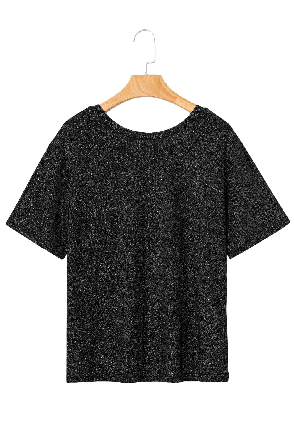 Black Bow Decor Glittery Short Sleeve Top eAura