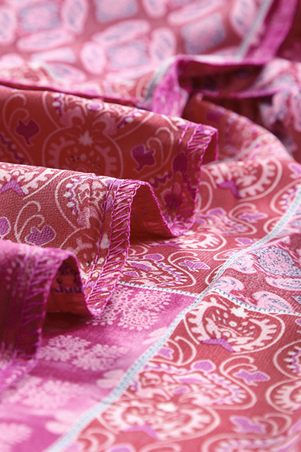 Tiered Paisley Print Pocketed Maxi Skirt