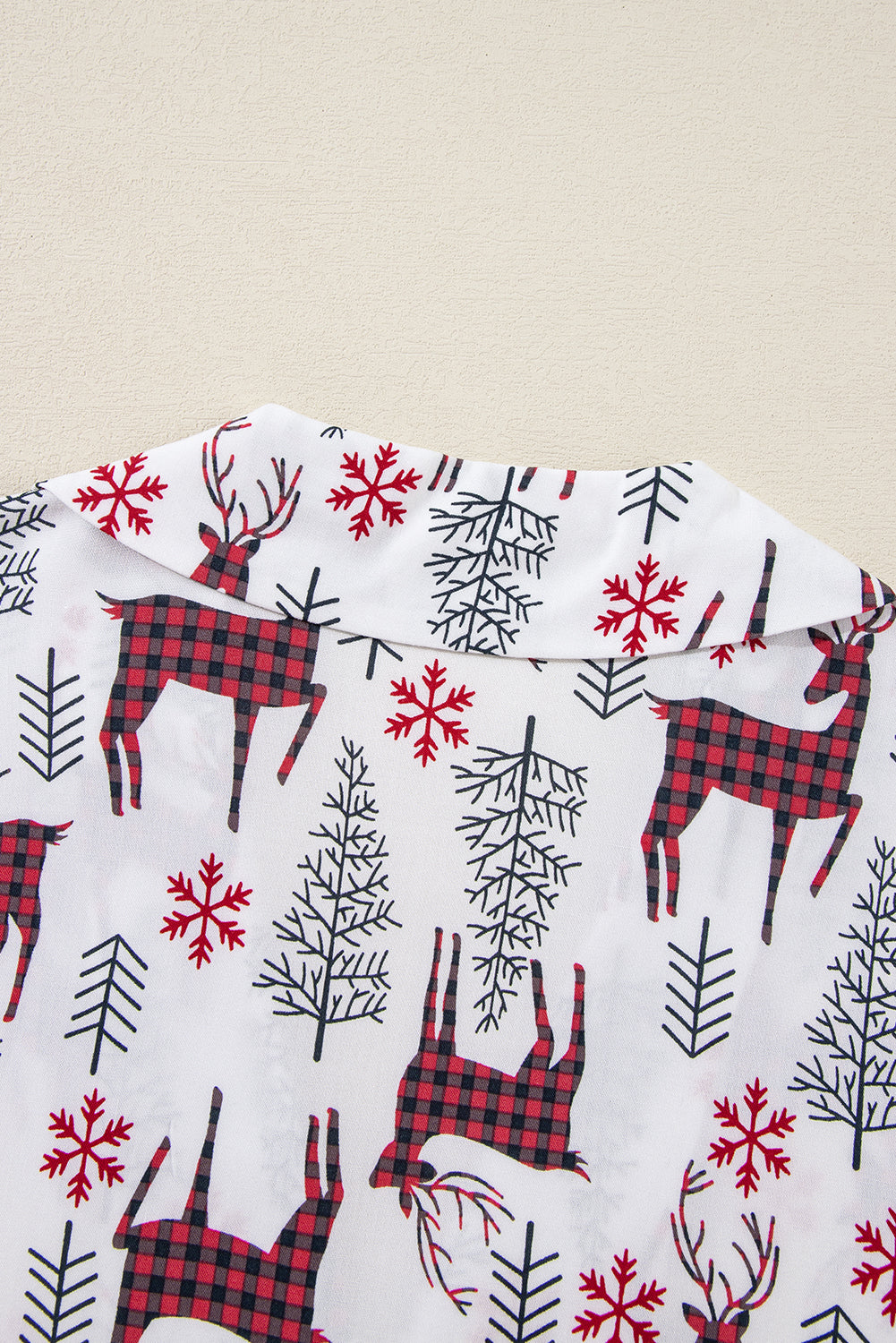 White Christmas Deer Print Shirt and Shorts Pyjama Set - eAura