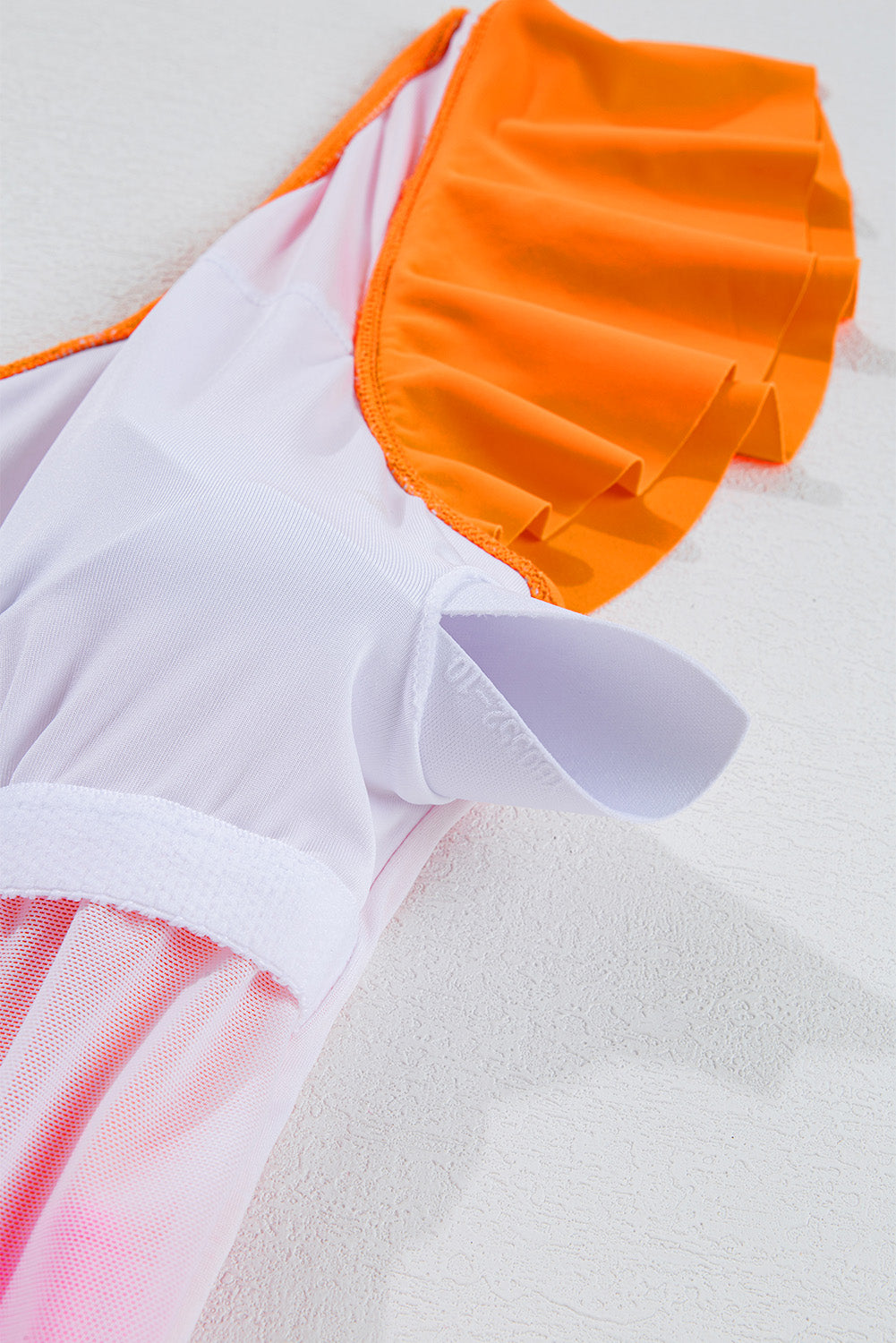 Vitality Orange Colour Block Ruffled Knotted Backless One Piece Swimsuit eAura