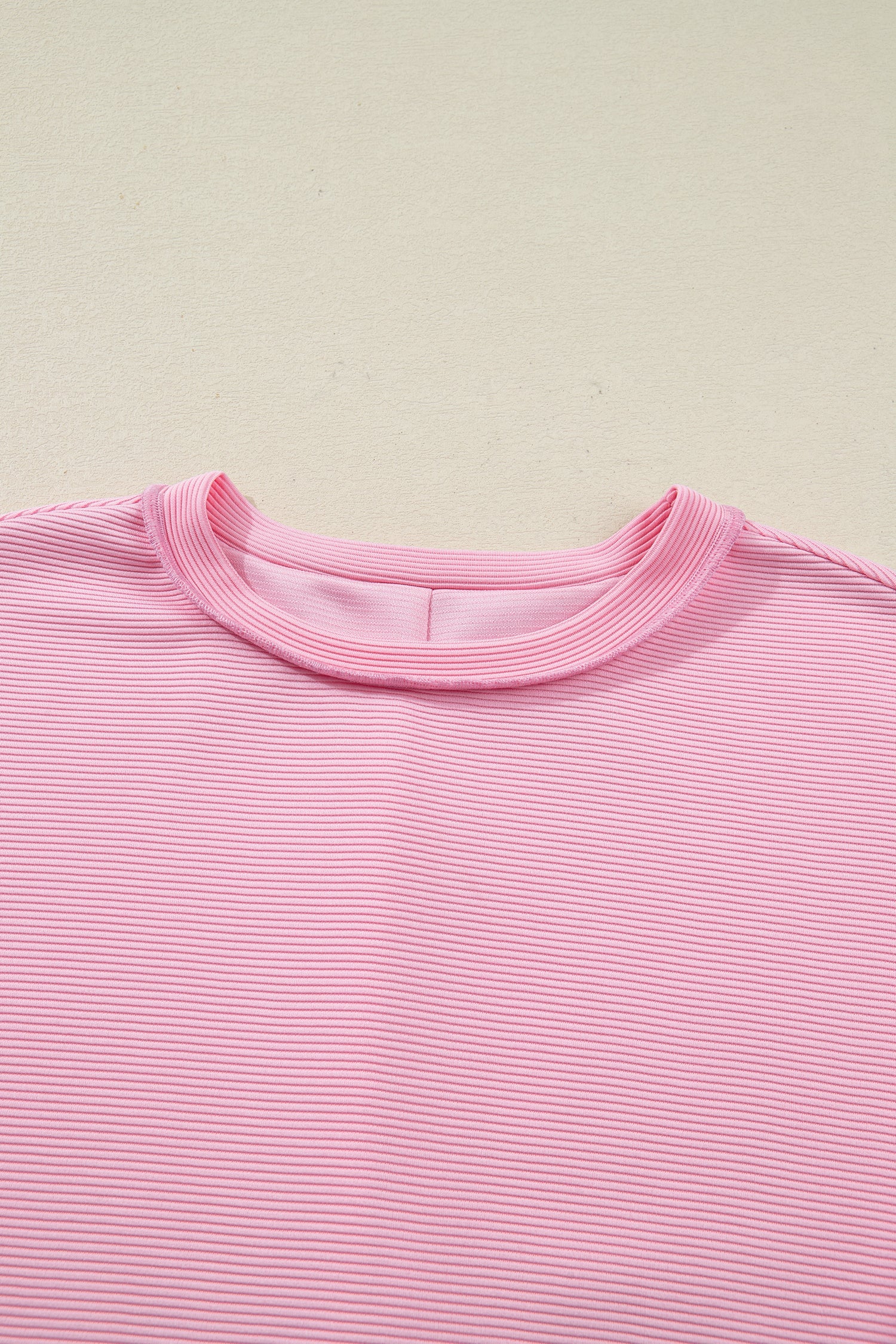 Horizontal Ribbed Exposed Seam Detail Drop Shoulder Baggy Pullover - eAura