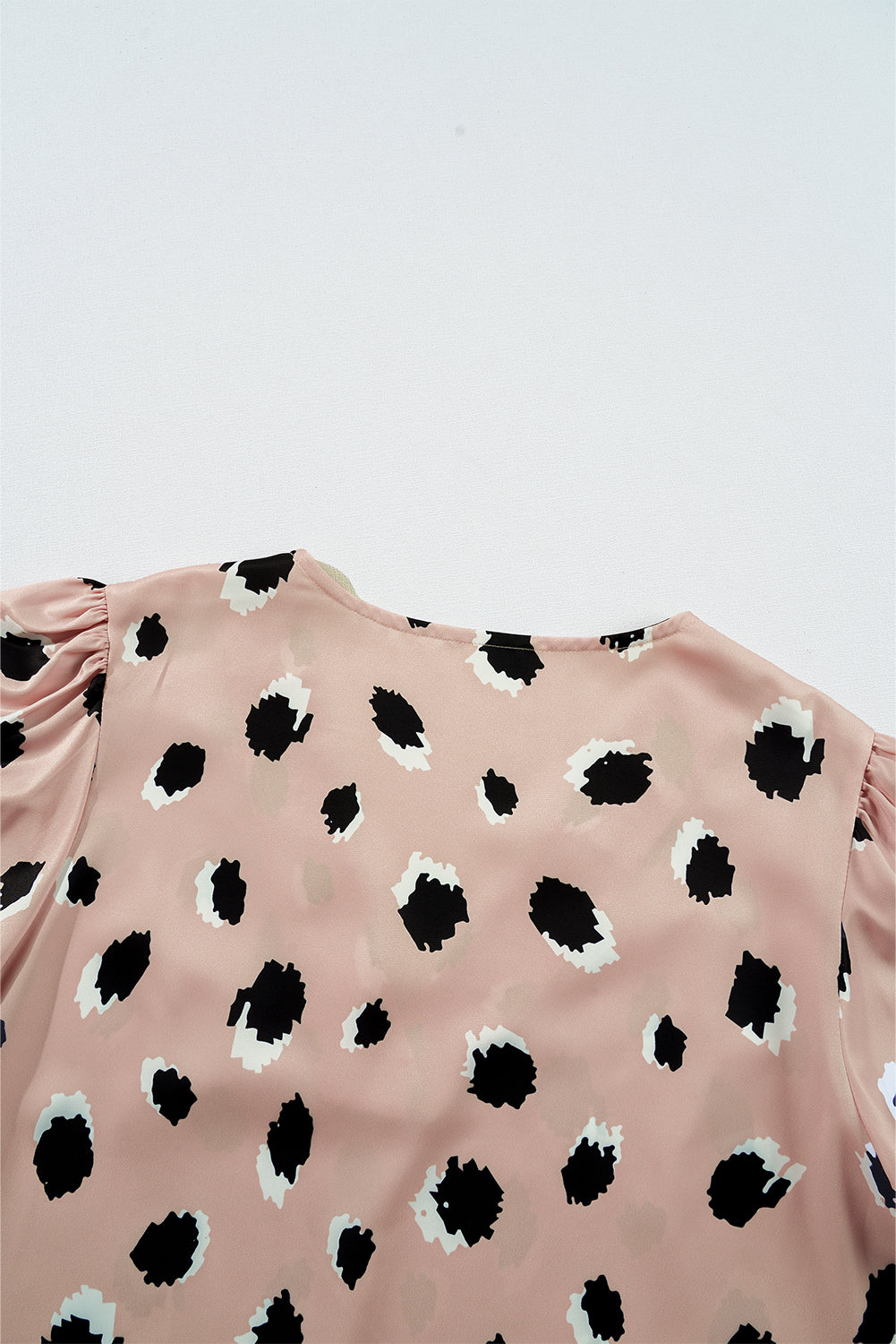 Khaki Classic Leopard V-Neck Bracelet Sleeve Blouse
