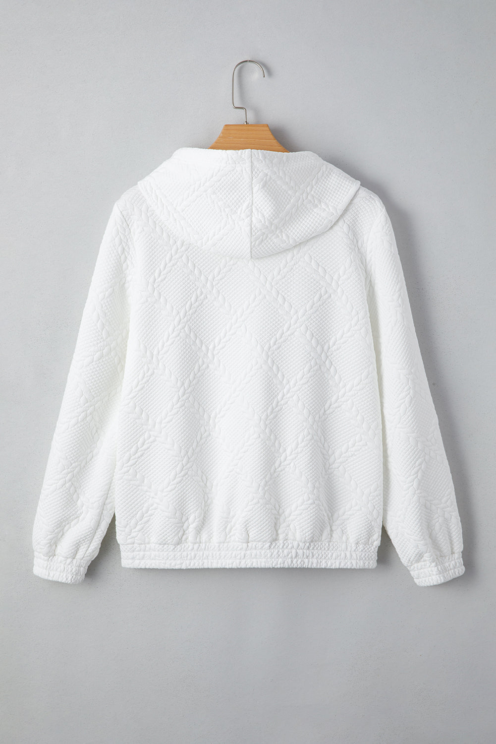 White Cable Lattice Texture Hoodie eAura