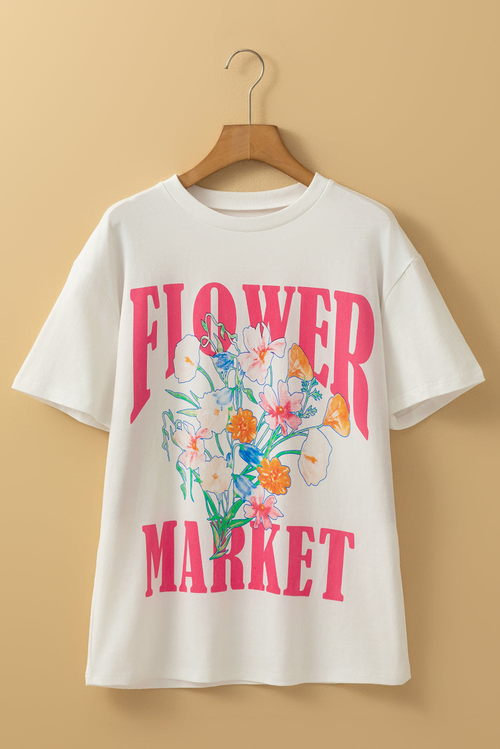 White FLOWER MARKET Graphic T Shirt BB Fashion Outlet