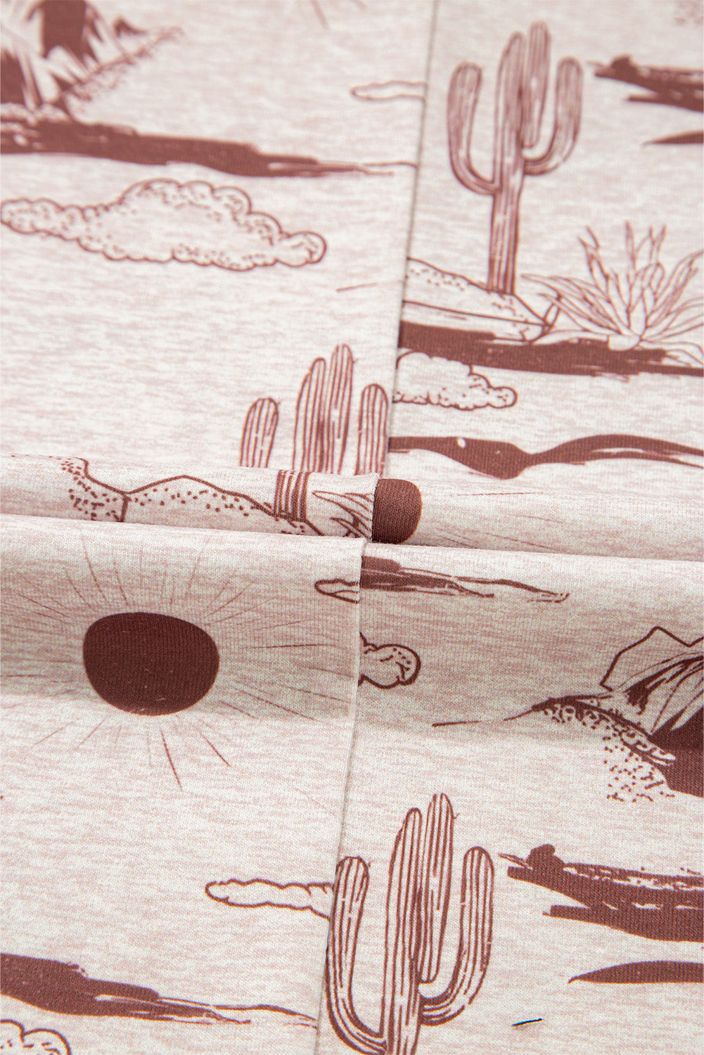 Brown Desert Sand Print Short Sleeve Knit Top eAura