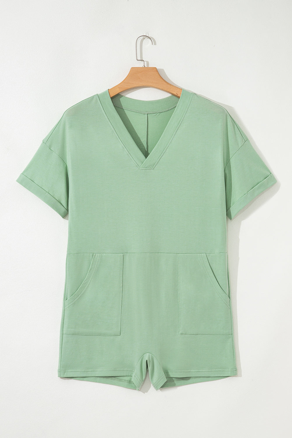 Loose Half Sleeve V-Neck Knit Romper eAura