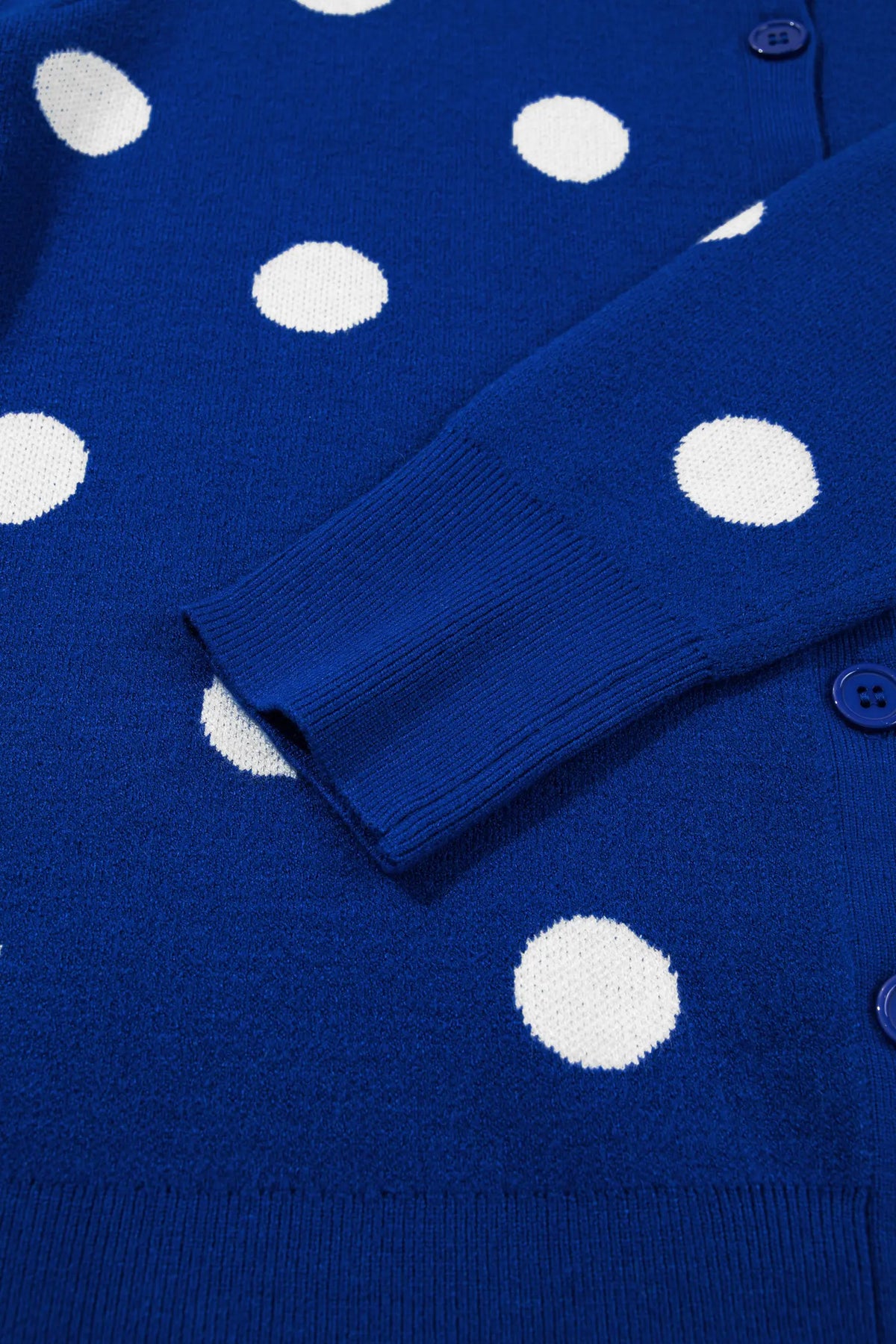 Casual Polka Dot Button Front Long Sleeve Sweater Cardigan
