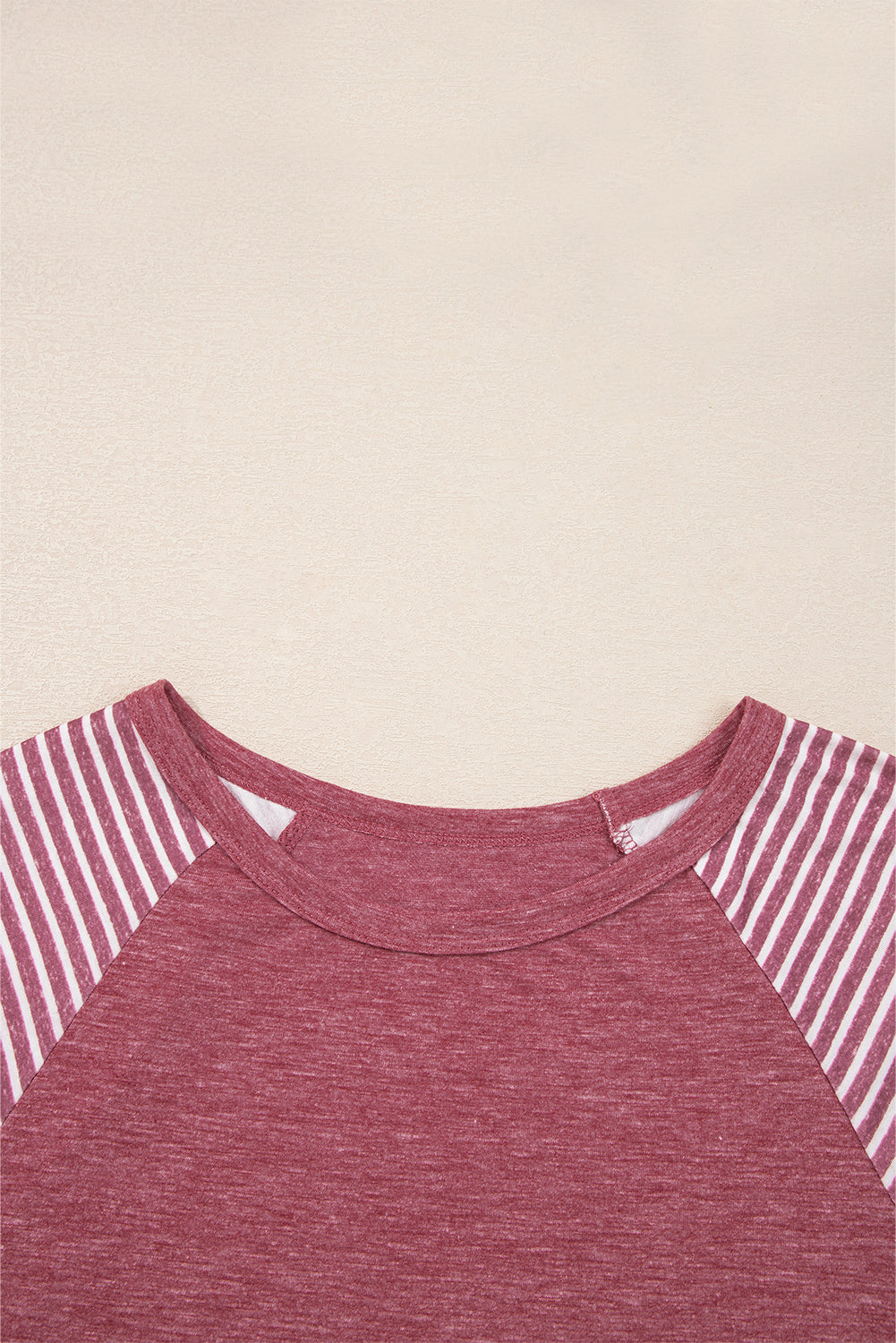 Contrast Print Striped Raglan Long Sleeve Loose Top - eAura