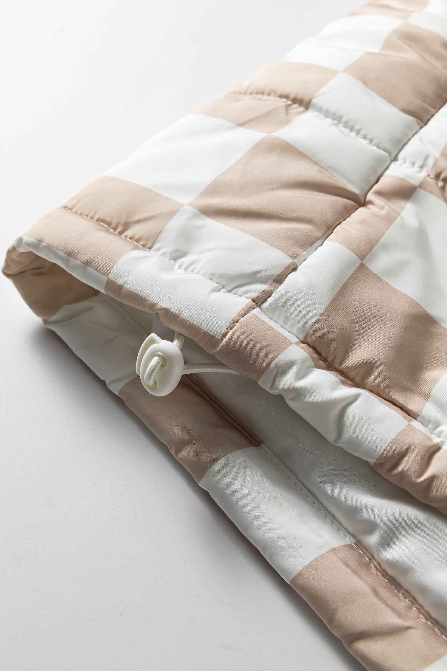 Contrast Plaid Quilted Button Zip-Up Vest - eAura