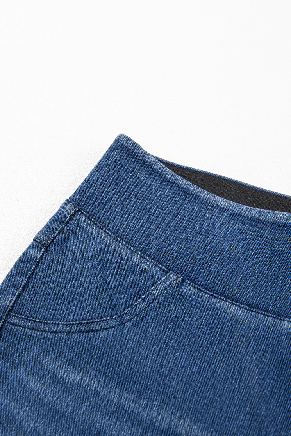 Navy Blue Skinny Elastic Waist Ankle Length Mid Waist Jeggings with Pockets eAura