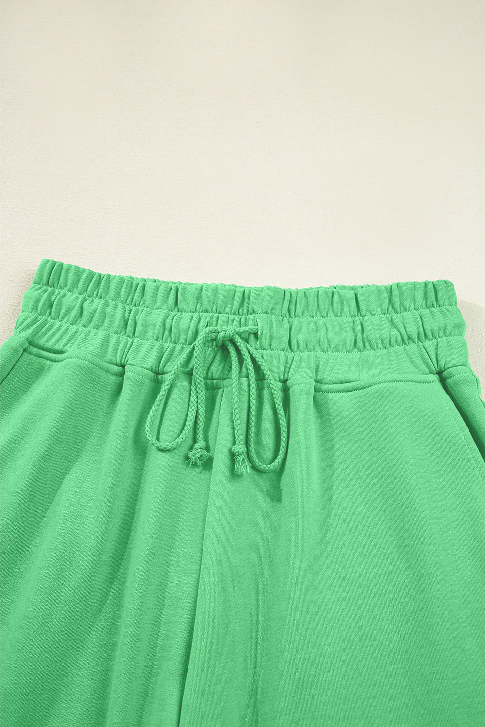 Drop Shoulder Puff Sleeve Crop Pullover and Drawstring Wide Leg Trousers Co-ord Set eAura