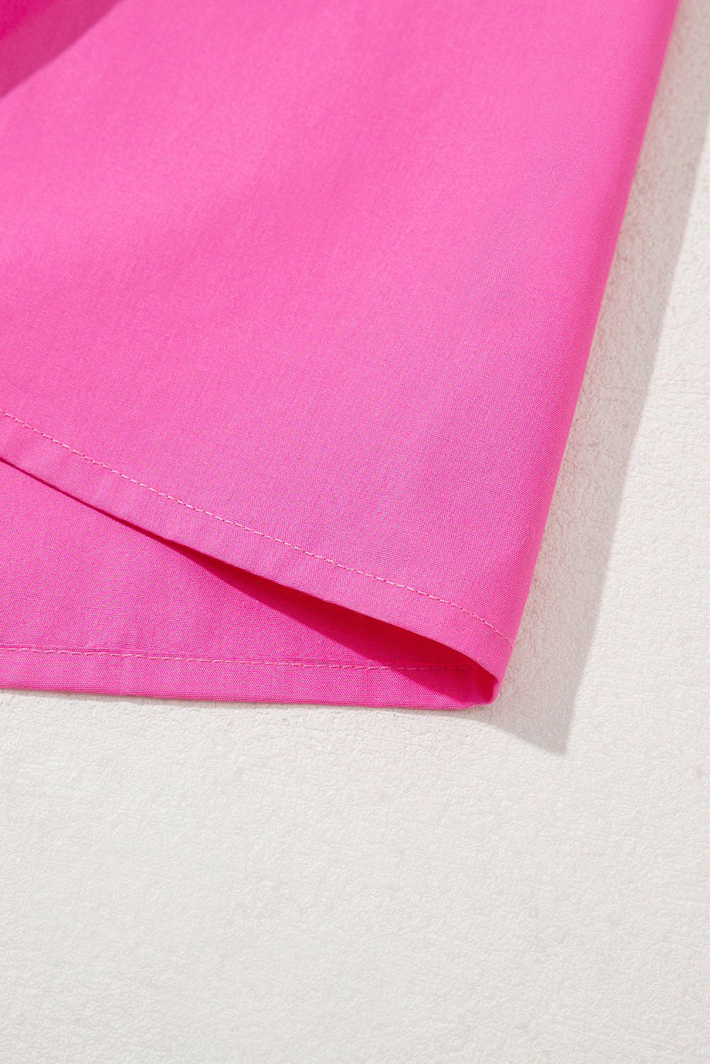 Bright Pink Scallop Trim Short Sleeve V Neck Top eAura