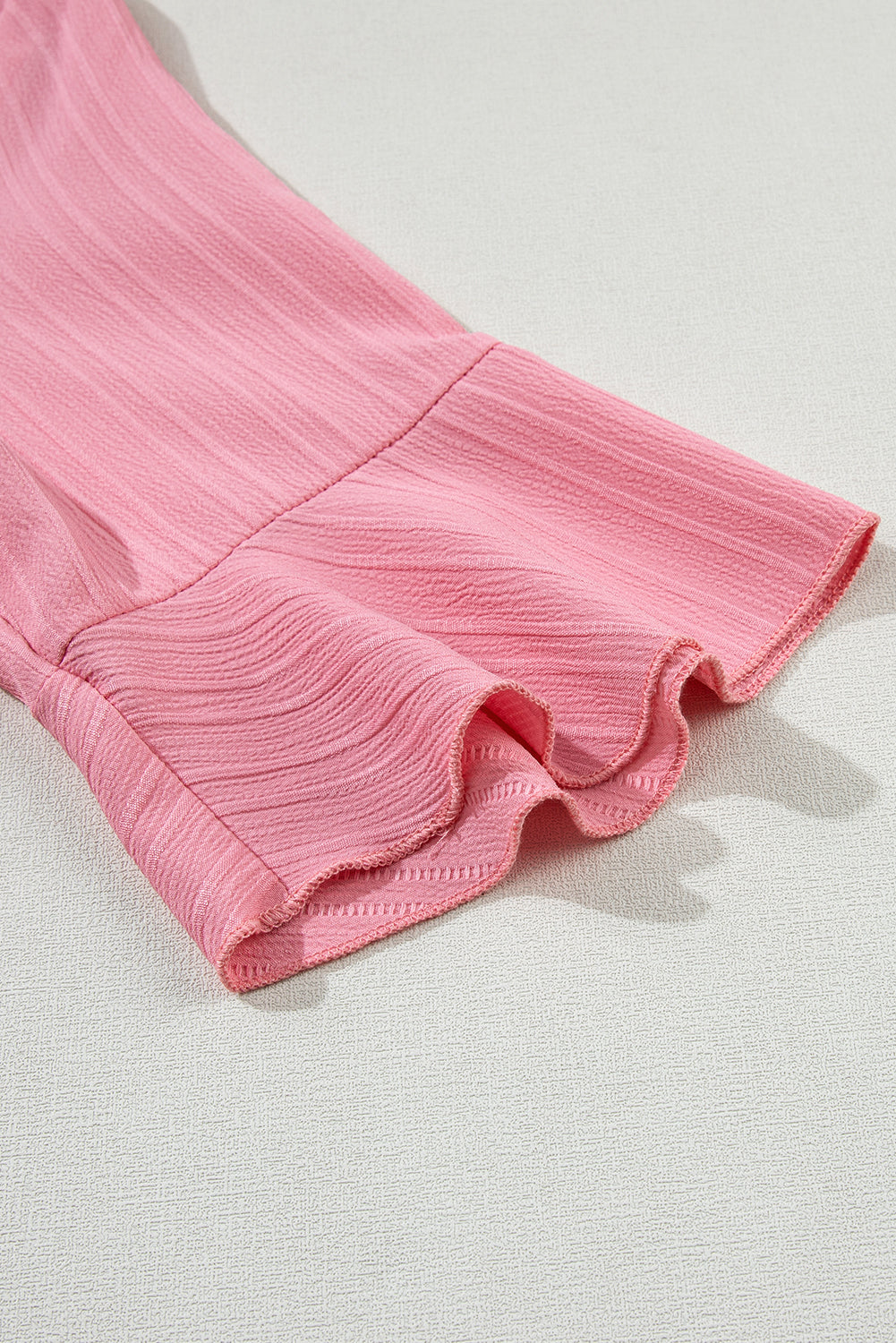 Grass Green Ruffled Half Sleeve V Neck Textured Top - eAura