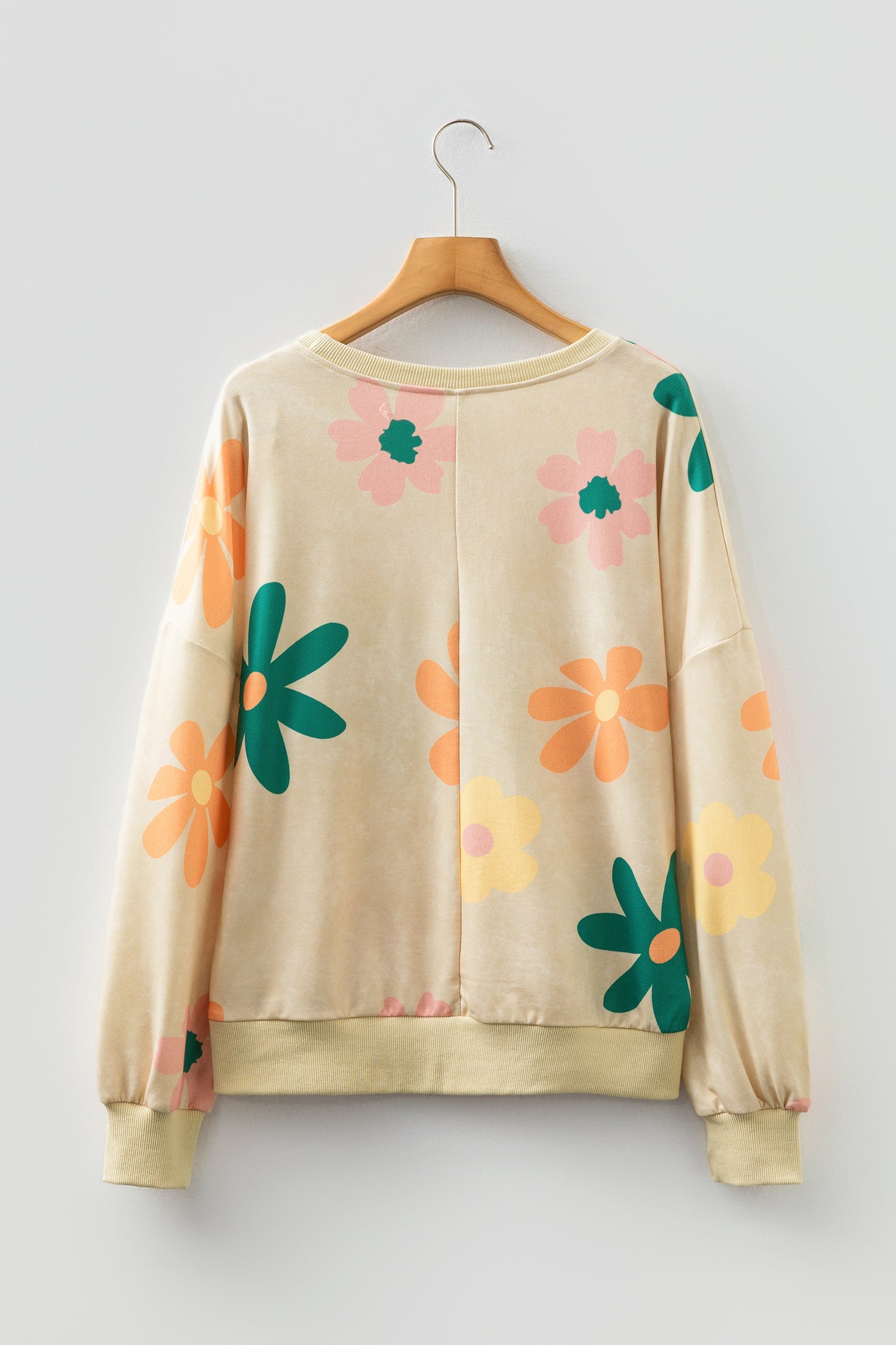 Mineral Washed French Terry Flower Print Sweatshirt - eAura