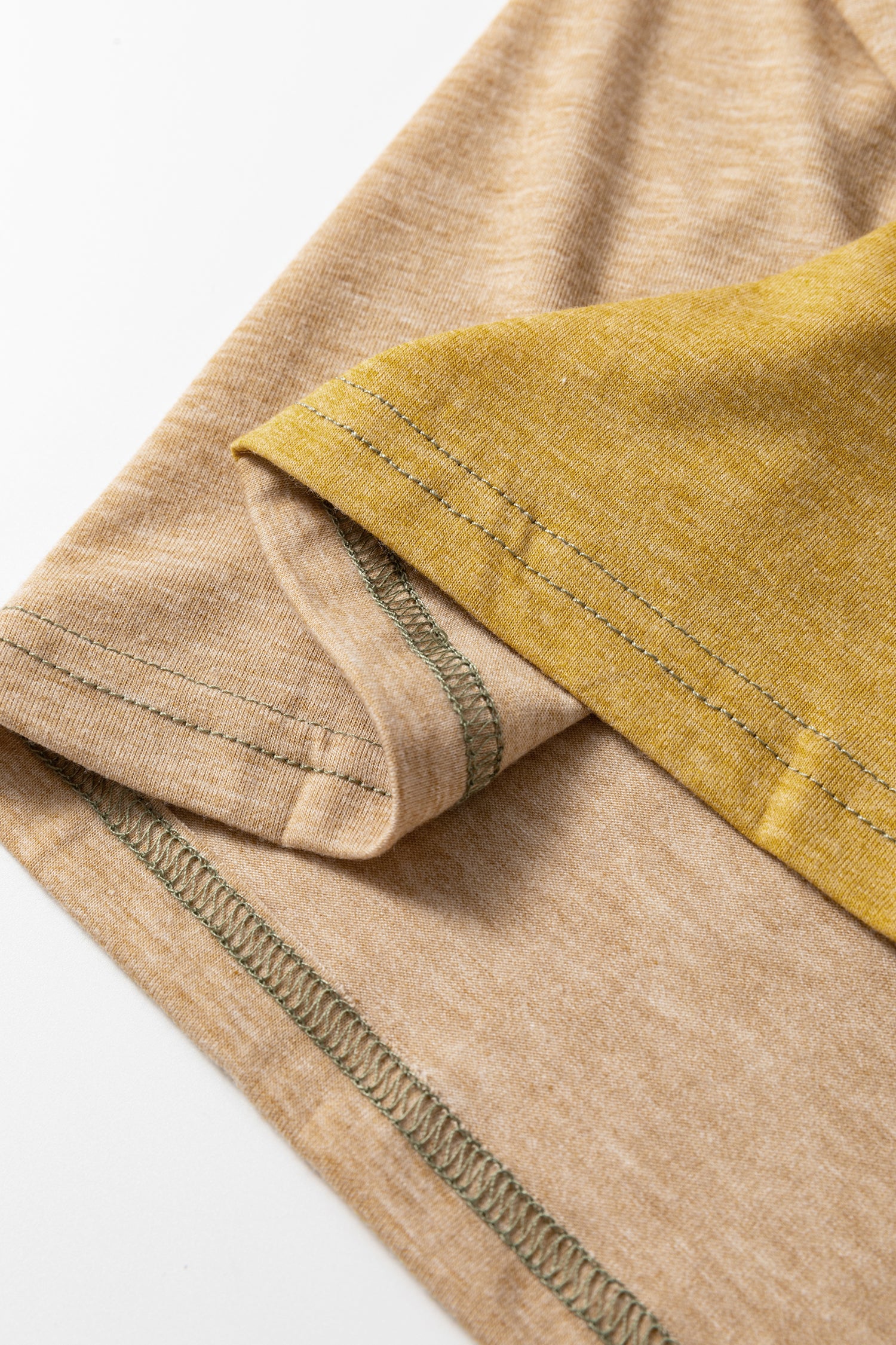 Exposed Stitching Colour-block V-Neck Long Sleeve Top