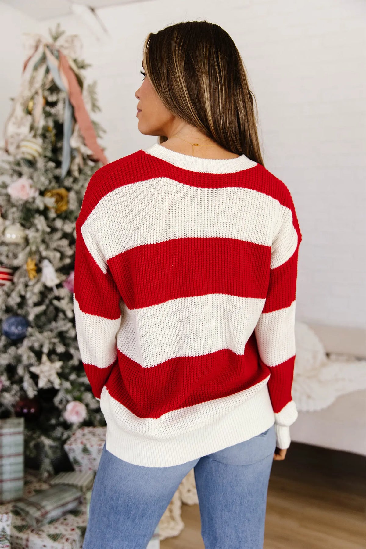 Drop Shoulder Long Sleeve Christmas Sweater with Merry Graphic