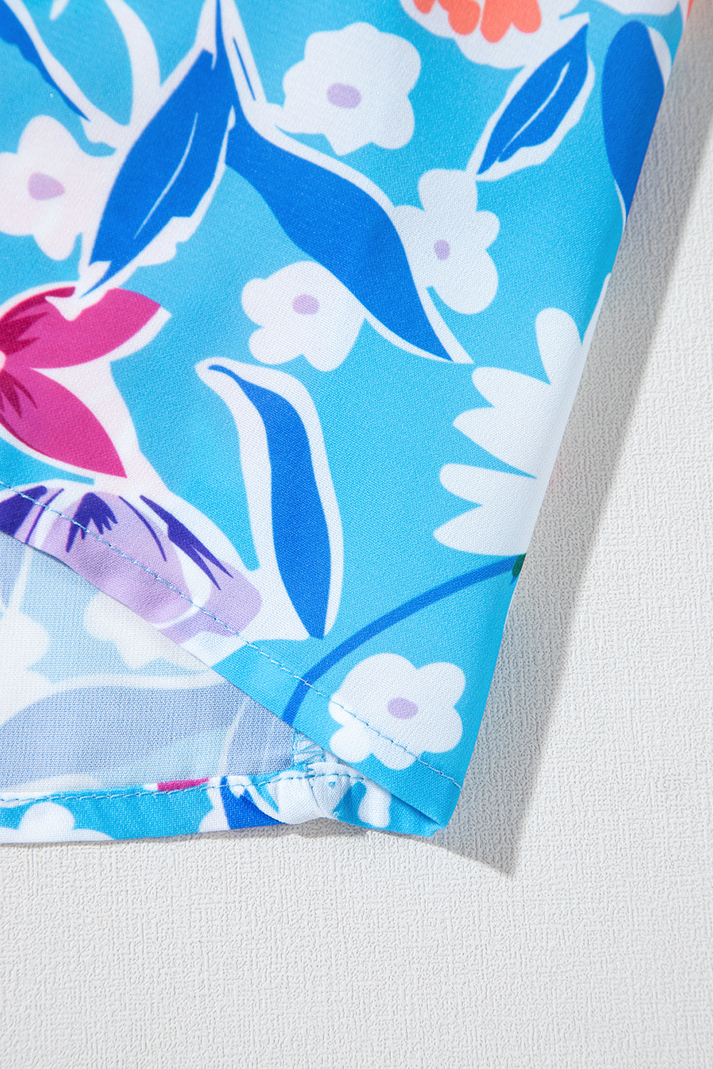 Sky Blue Floral Printed High Waist Split Wrap Long Skirt eAura