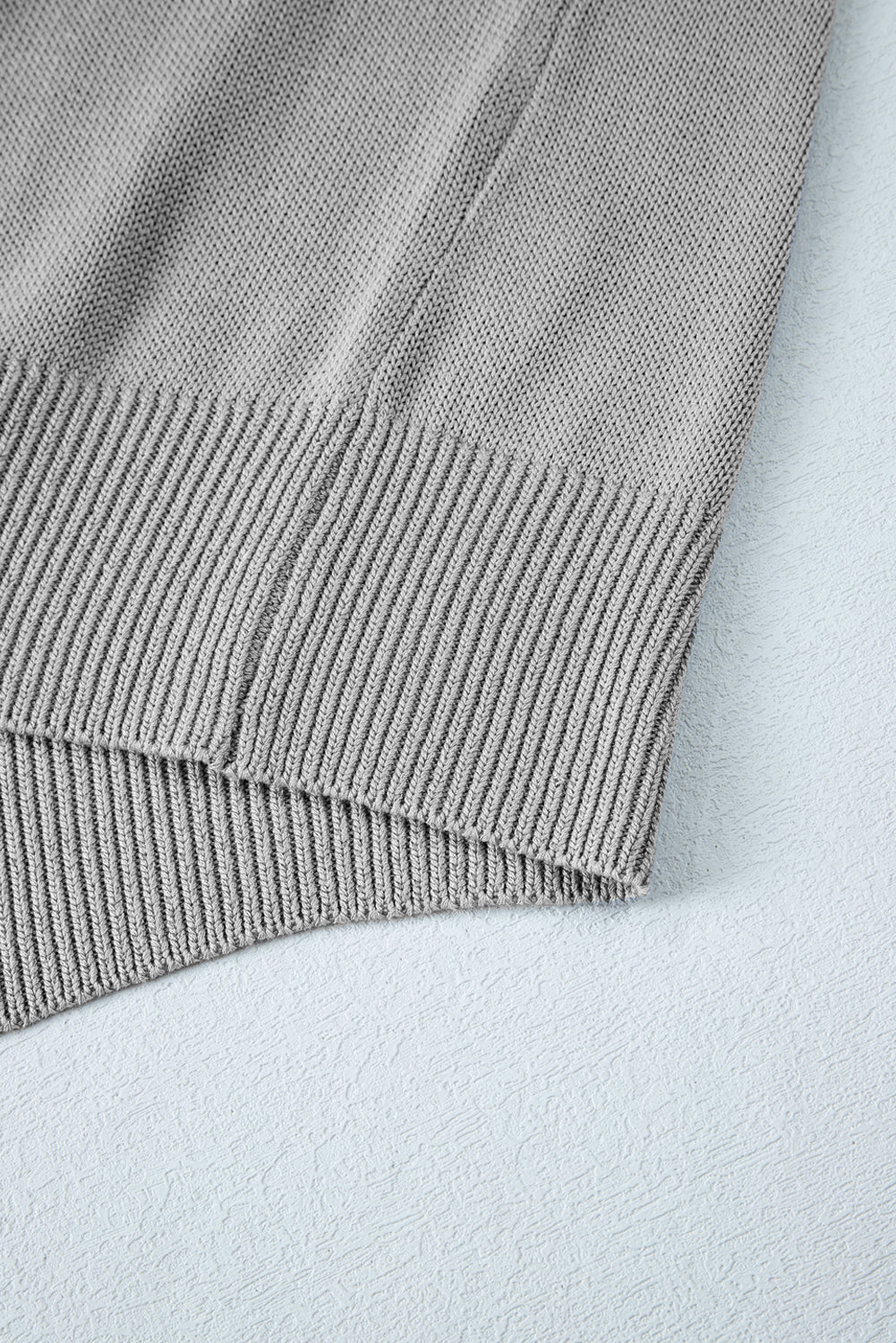 Grey Solid Colour Thumbhole Sleeve Ribbed Edge Sweater eAura