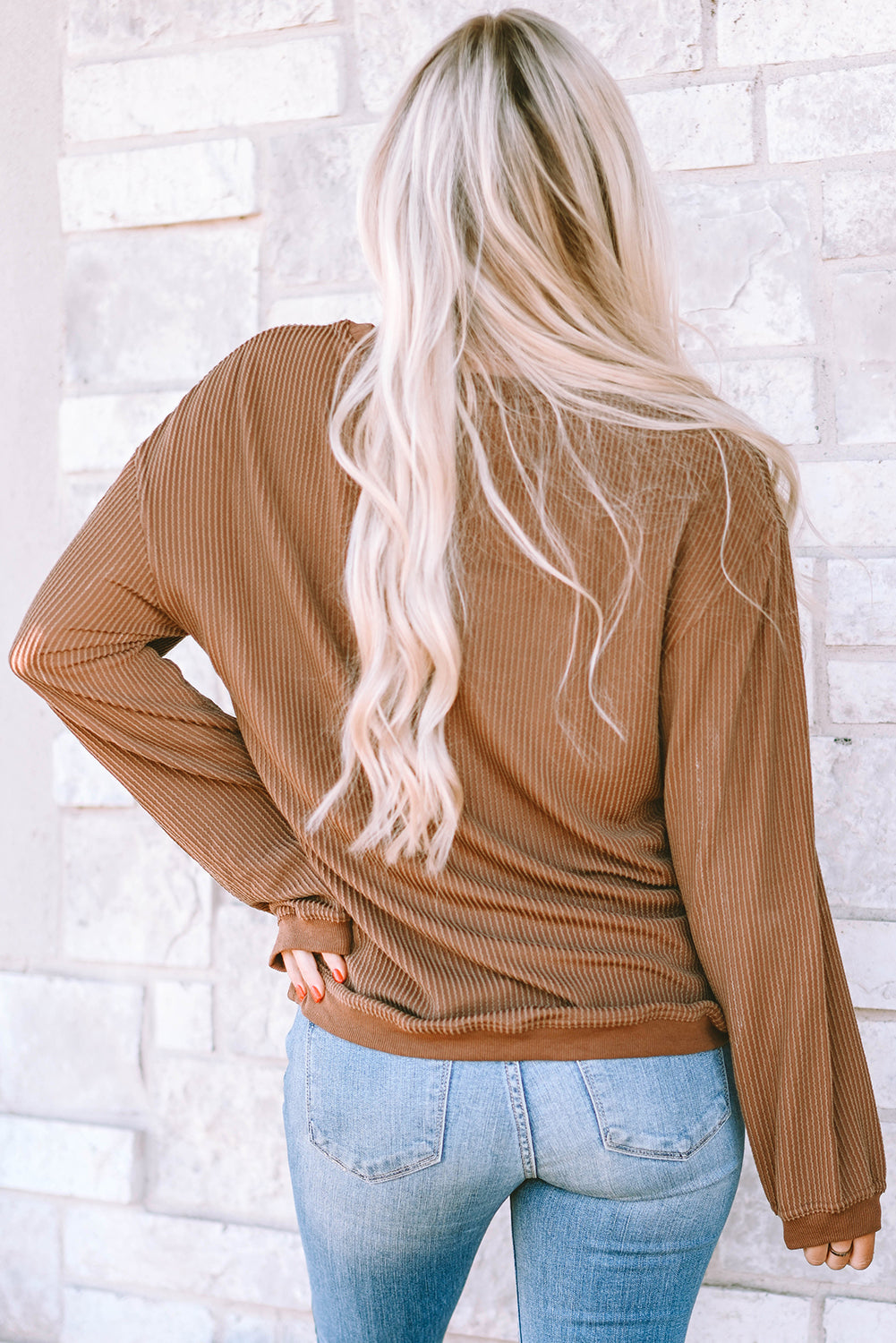 Khaki You Are Loved Print Corduroy Sweatshirt eAura