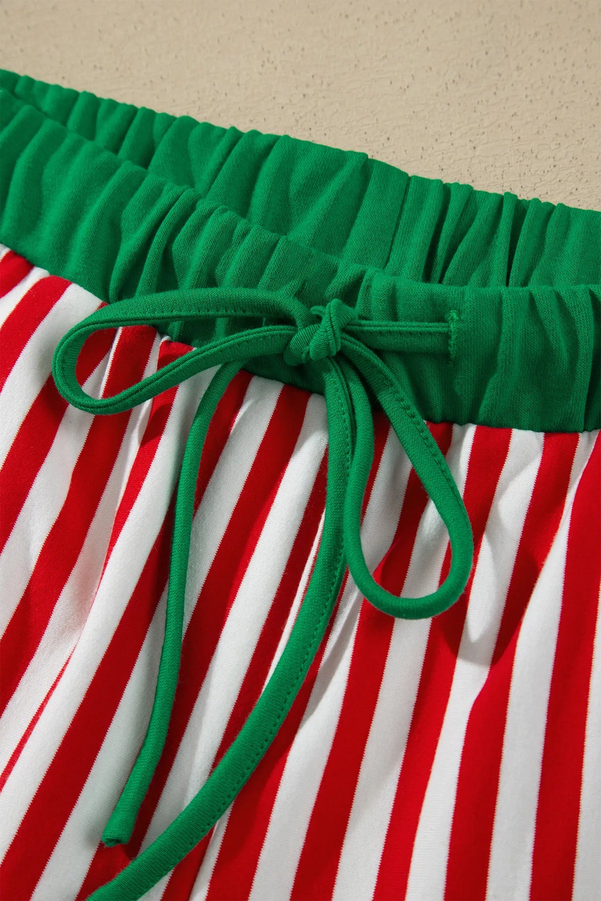 Colourblock Trim Polo Collar Drawstring Elastic Waist Band Casual 2pcs Outfit – Red Stripe