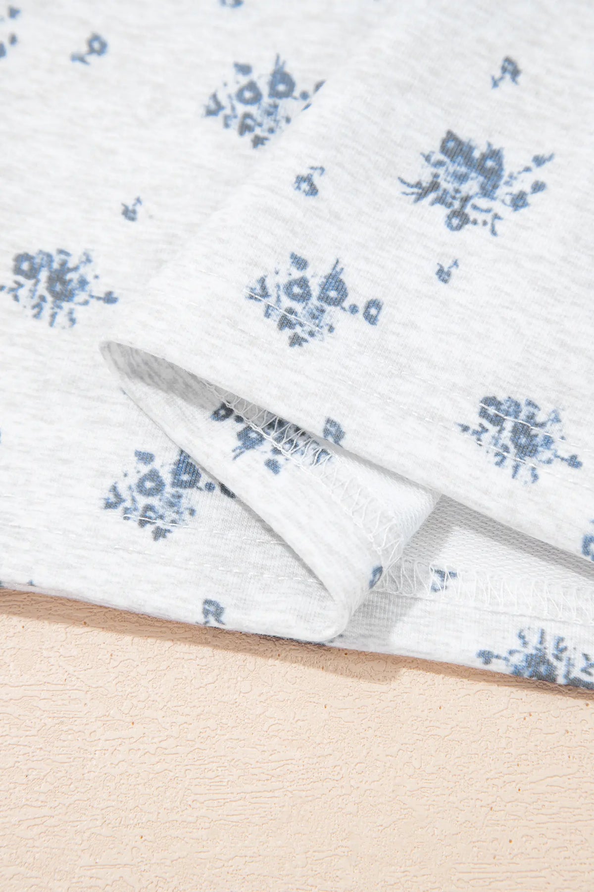 Floral Print Elastic Waist Full Length Regular Pants – Grey